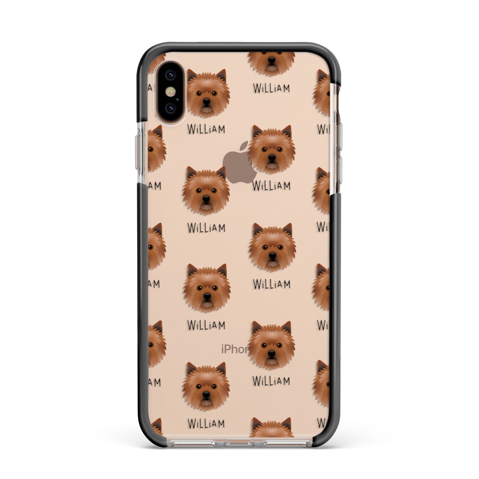 Cairn Terrier Icon with Name Apple iPhone Xs Max Impact Case Black Edge on Gold Phone