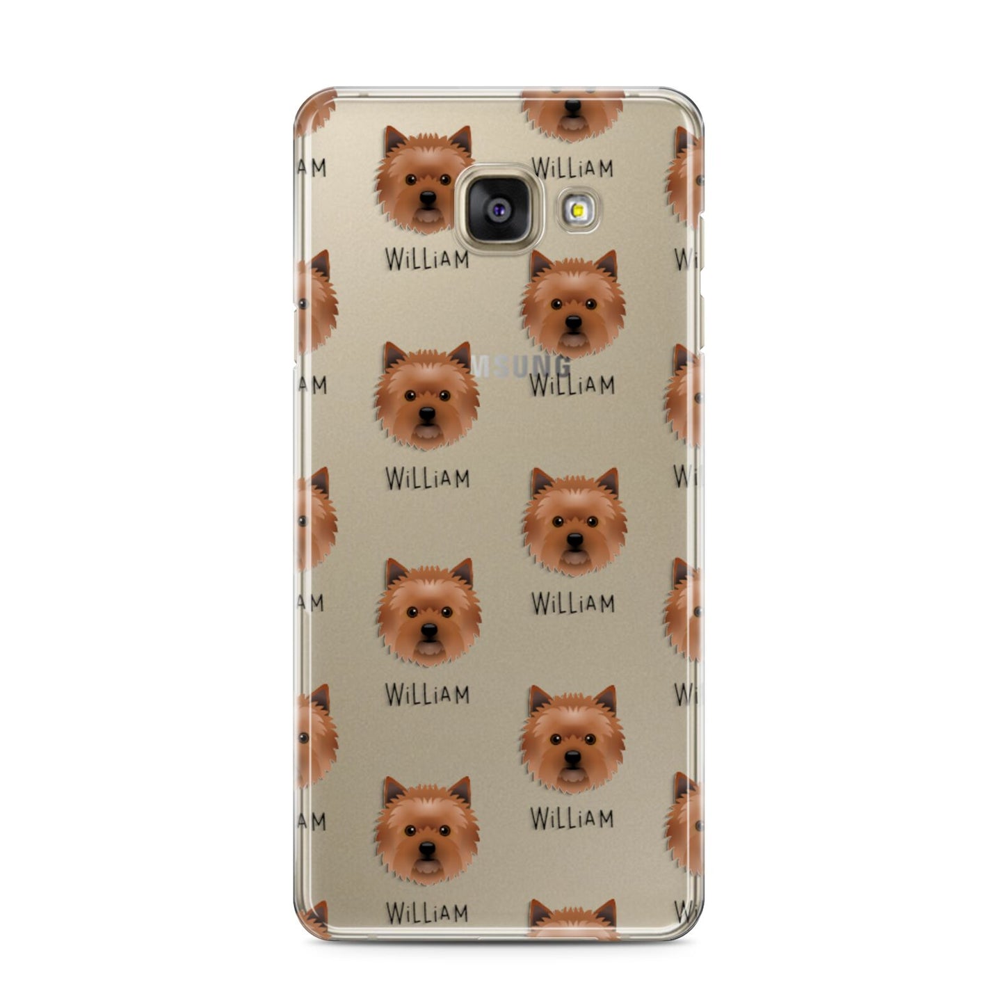 Cairn Terrier Icon with Name Samsung Galaxy A3 2016 Case on gold phone