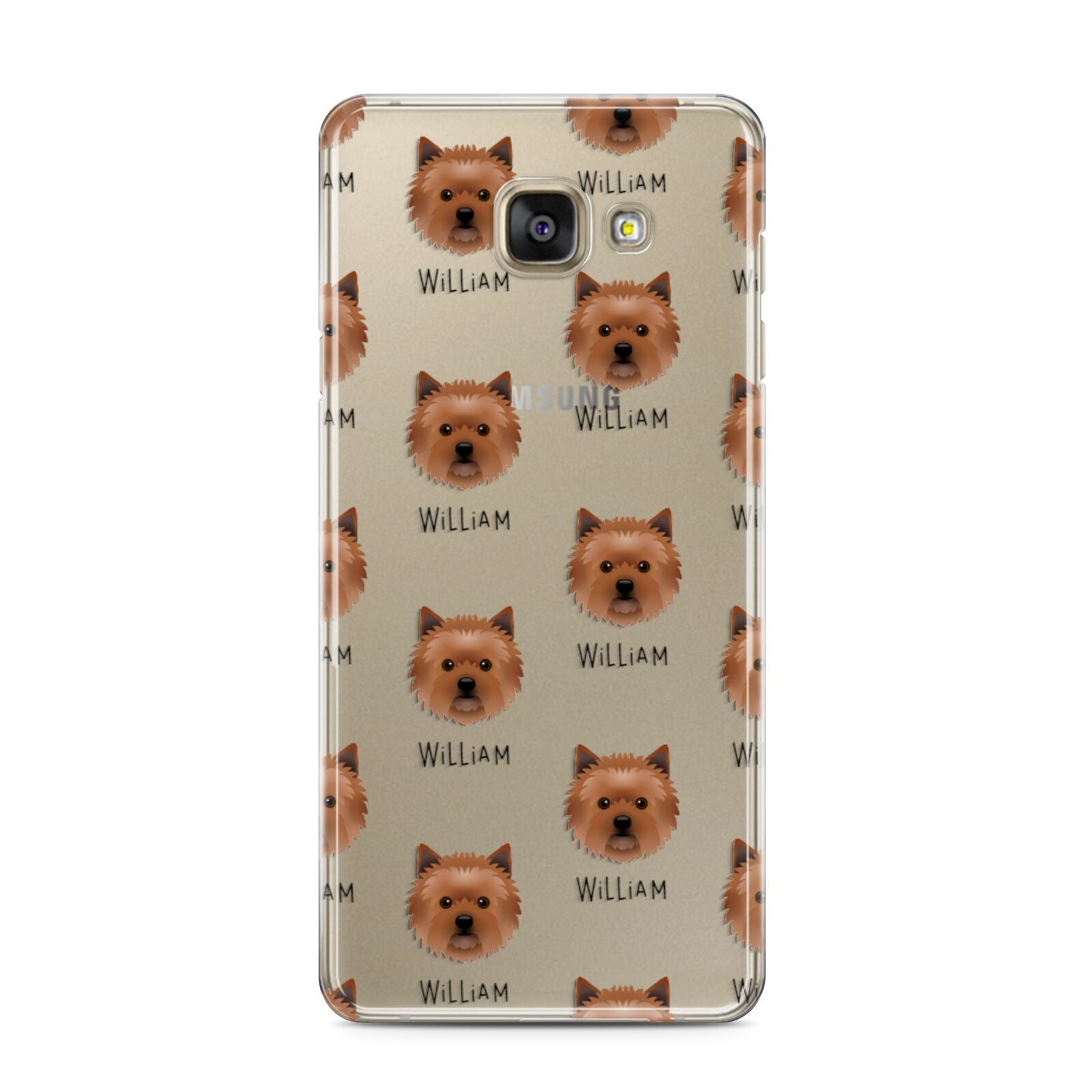 Cairn Terrier Icon with Name Samsung Galaxy A3 2016 Case on gold phone