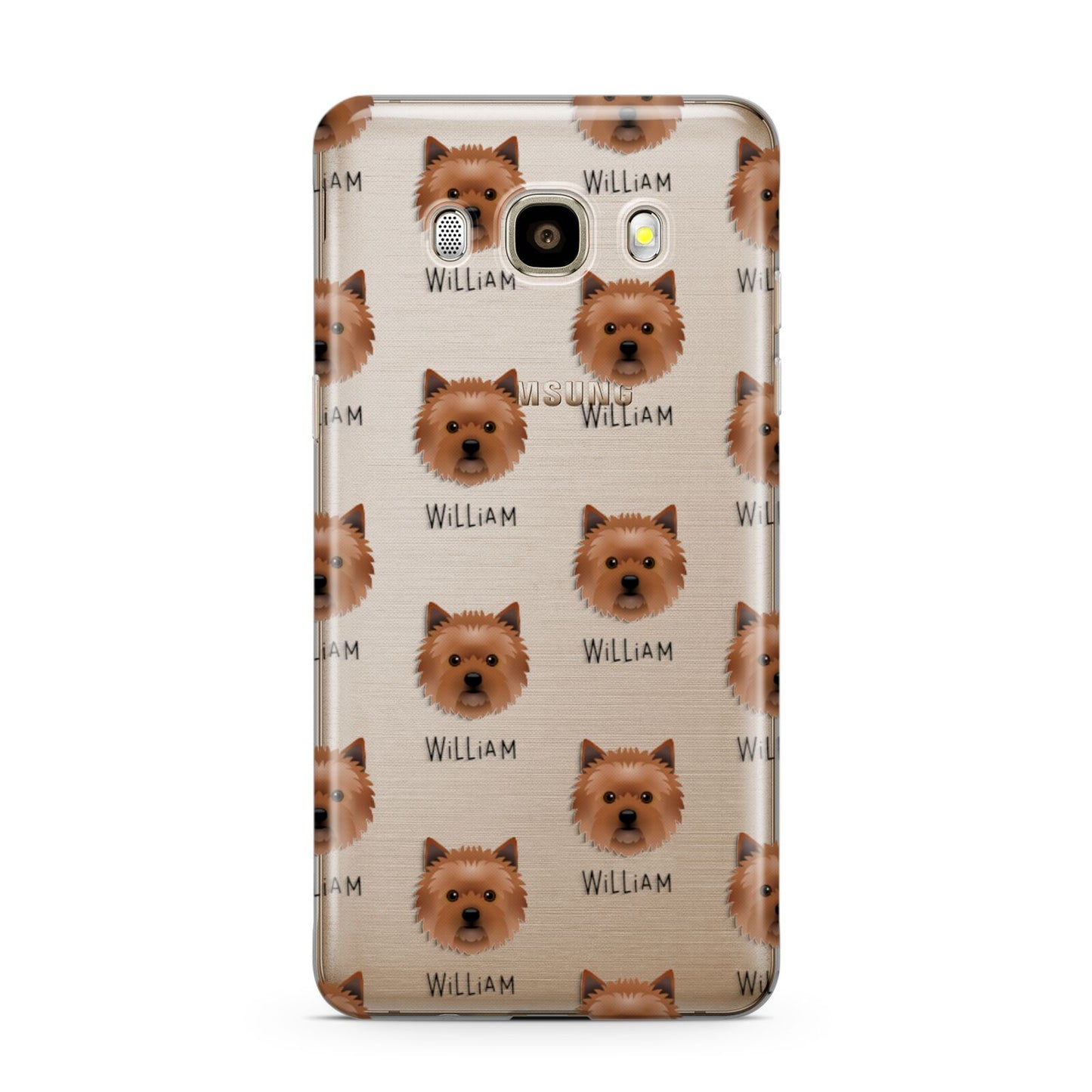 Cairn Terrier Icon with Name Samsung Galaxy J7 2016 Case on gold phone