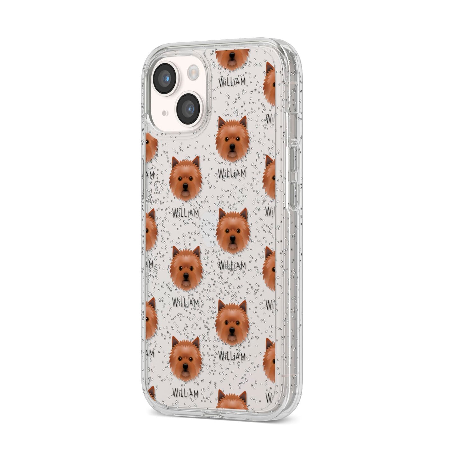 Cairn Terrier Icon with Name iPhone 14 Glitter Tough Case Starlight Angled Image