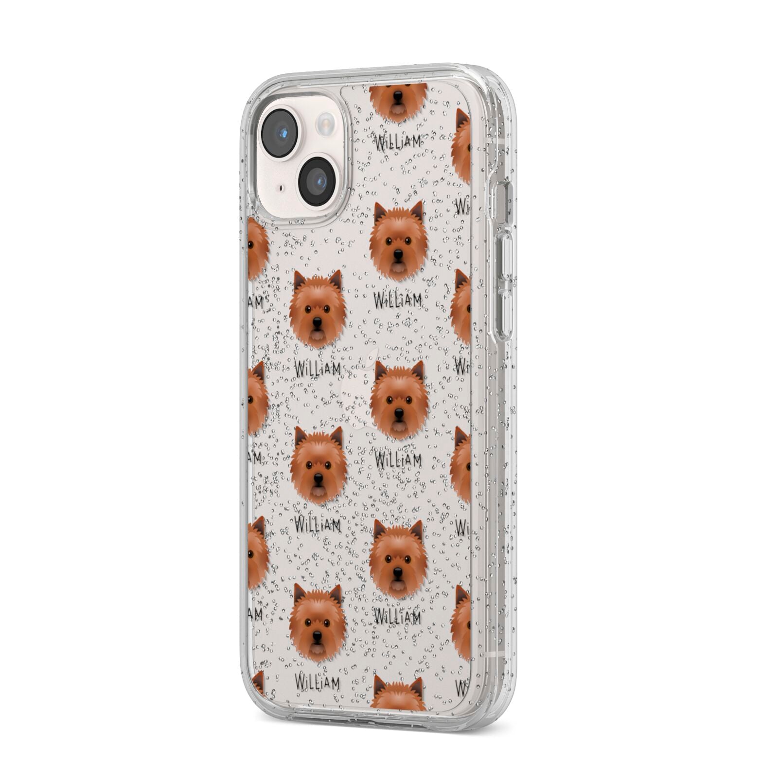 Cairn Terrier Icon with Name iPhone 14 Plus Glitter Tough Case Starlight Angled Image