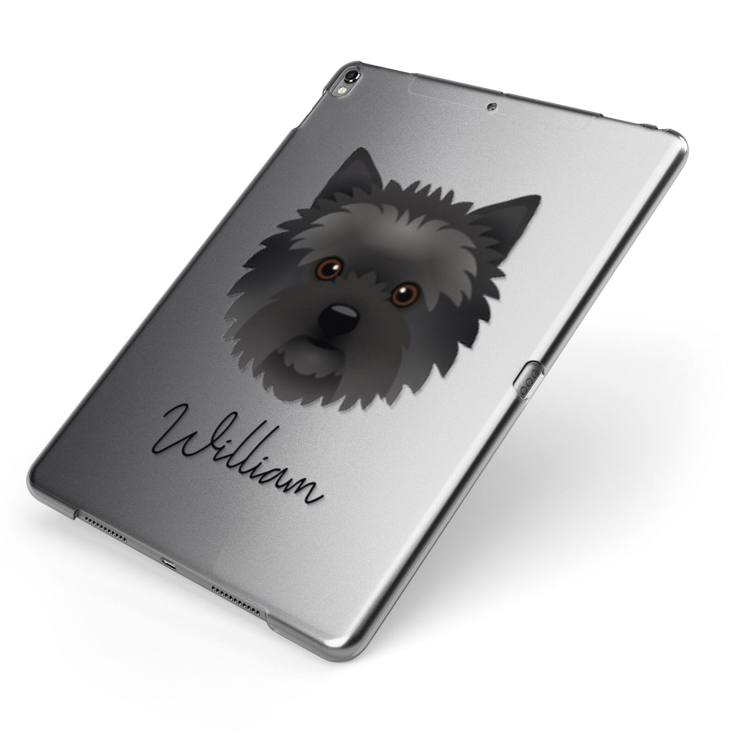 Cairn Terrier Personalised Apple iPad Case on Grey iPad Side View