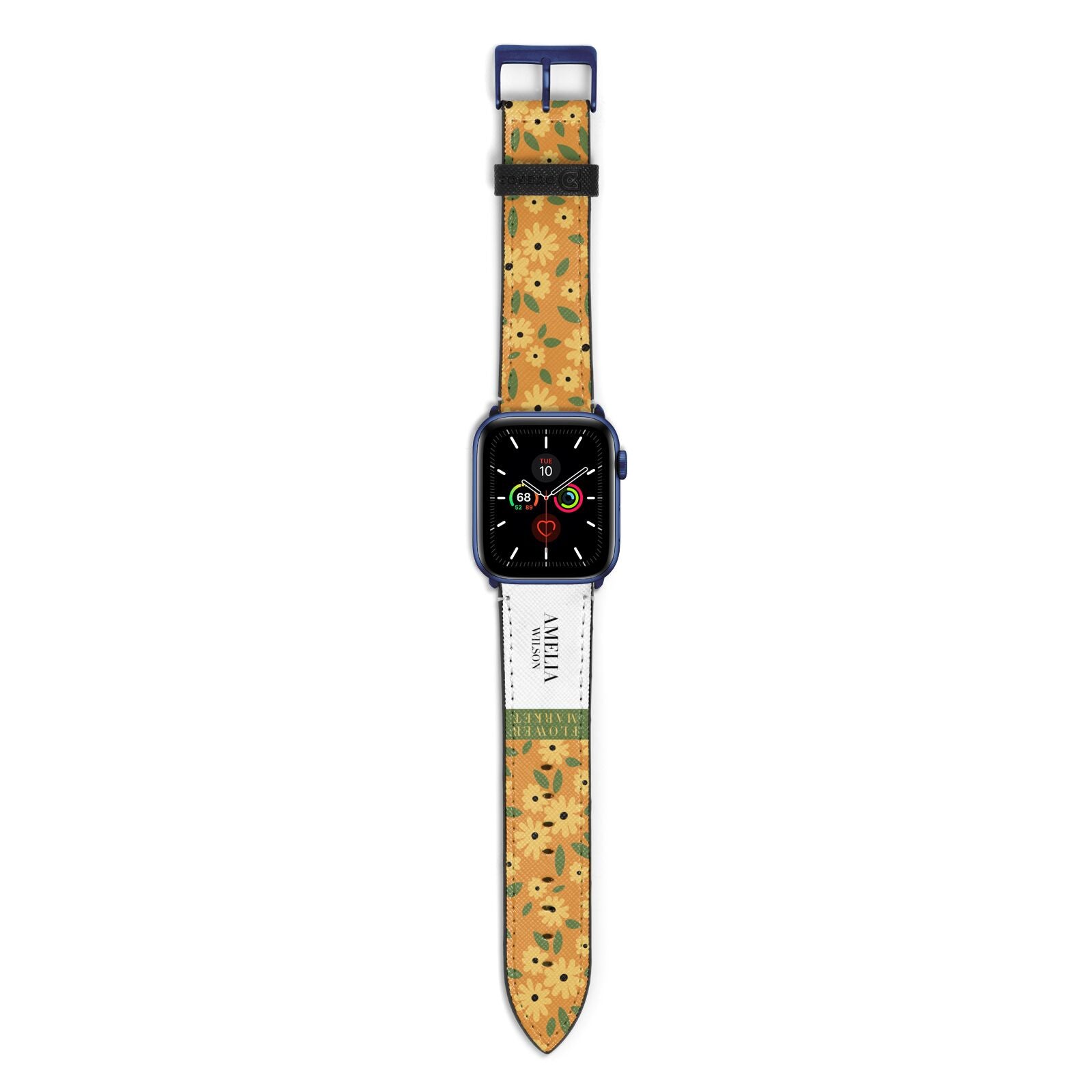 California Flower Market Apple Watch Strap with Blue Hardware