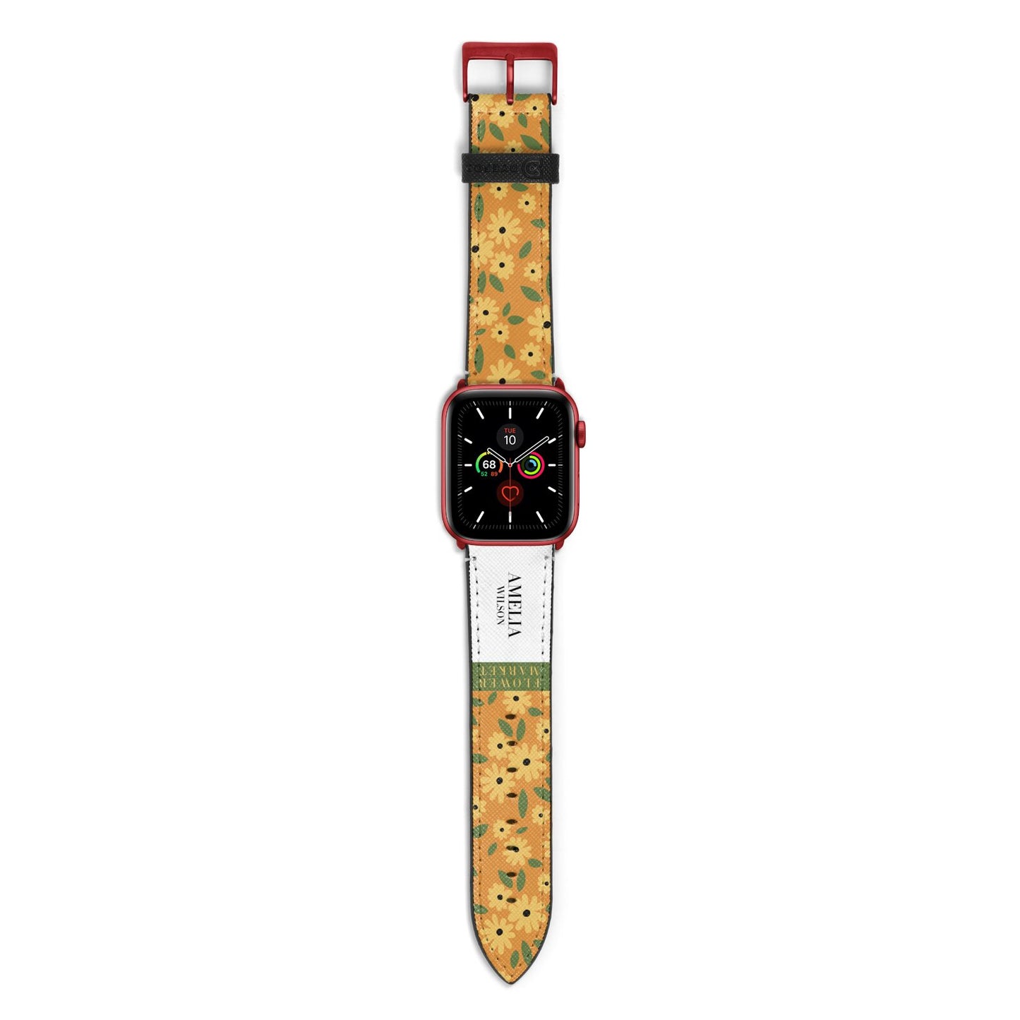 California Flower Market Apple Watch Strap with Red Hardware