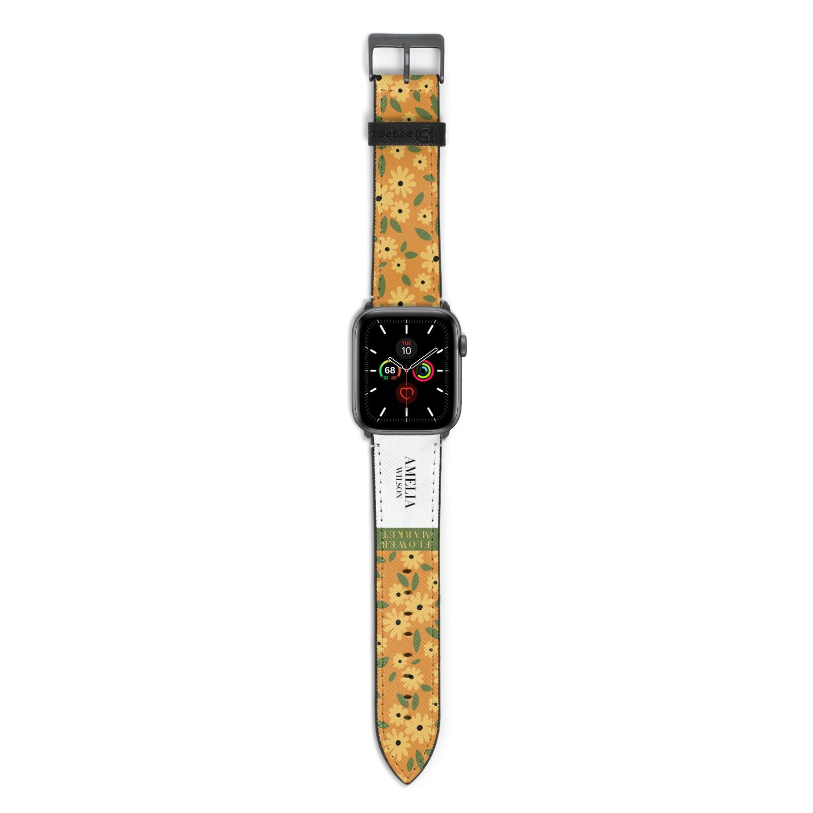 California Flower Market Apple Watch Strap with Space Grey Hardware