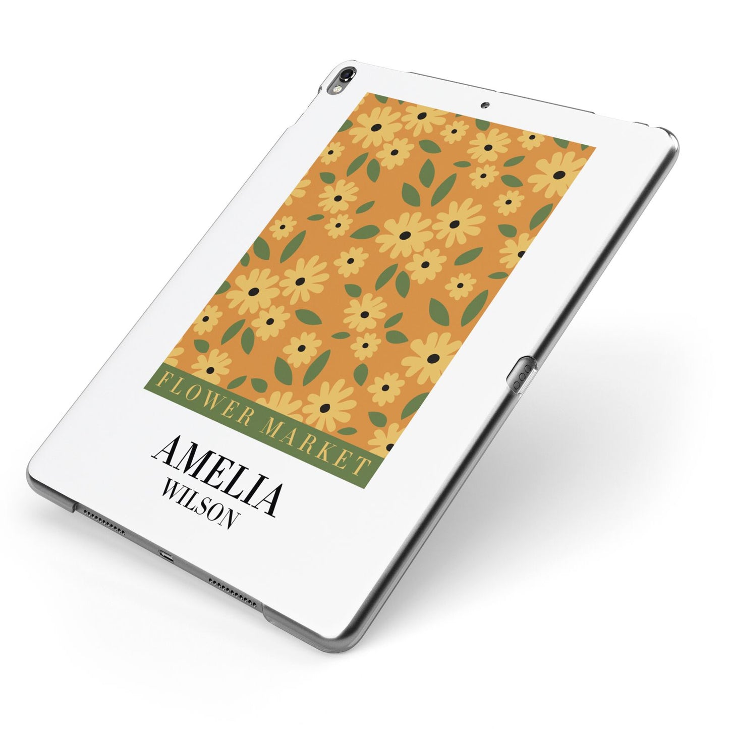 California Flower Market Apple iPad Case on Grey iPad Side View