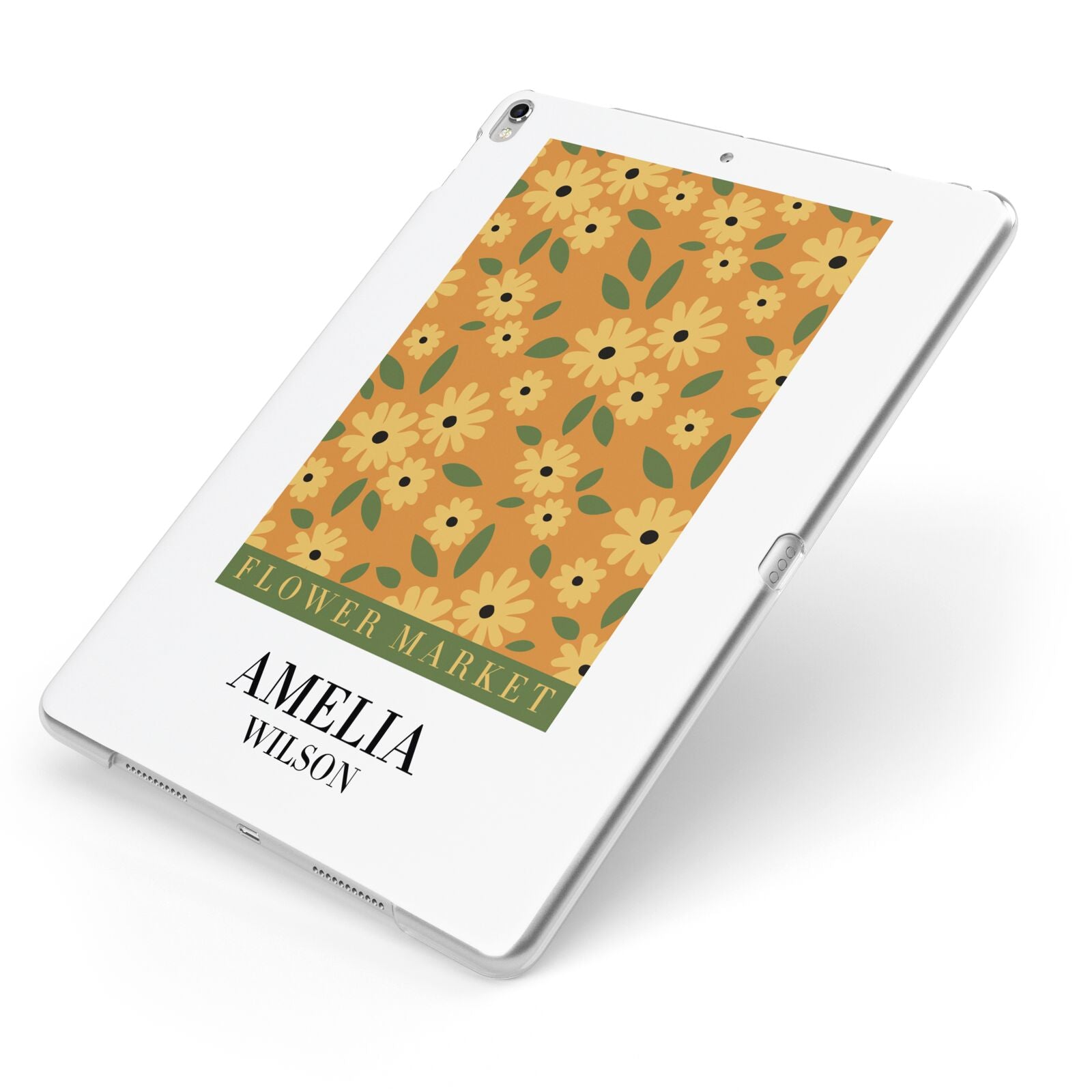 California Flower Market Apple iPad Case on Silver iPad Side View