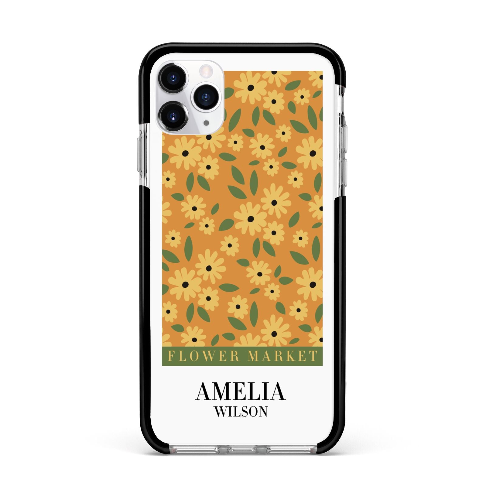 California Flower Market Apple iPhone 11 Pro Max in Silver with Black Impact Case