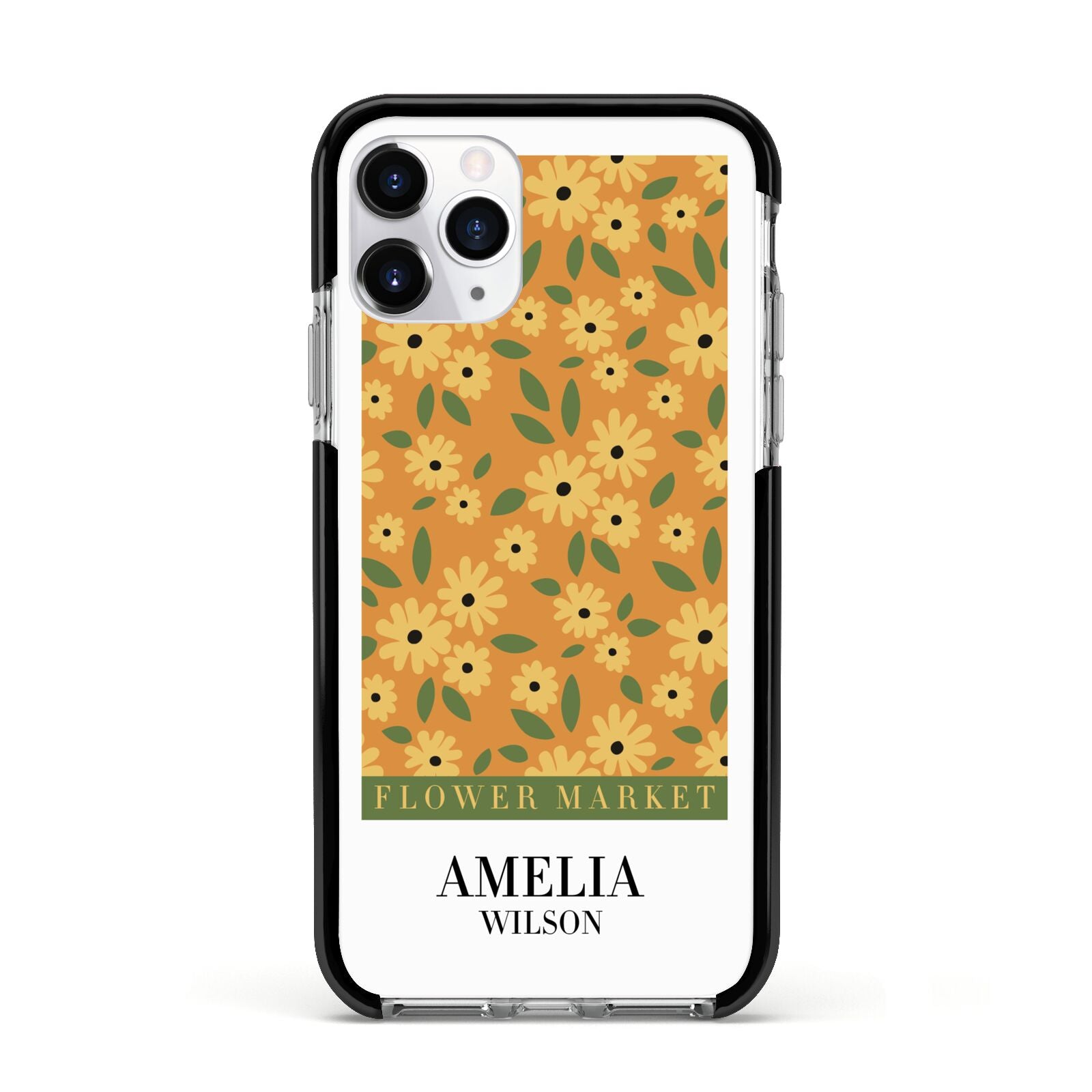 California Flower Market Apple iPhone 11 Pro in Silver with Black Impact Case