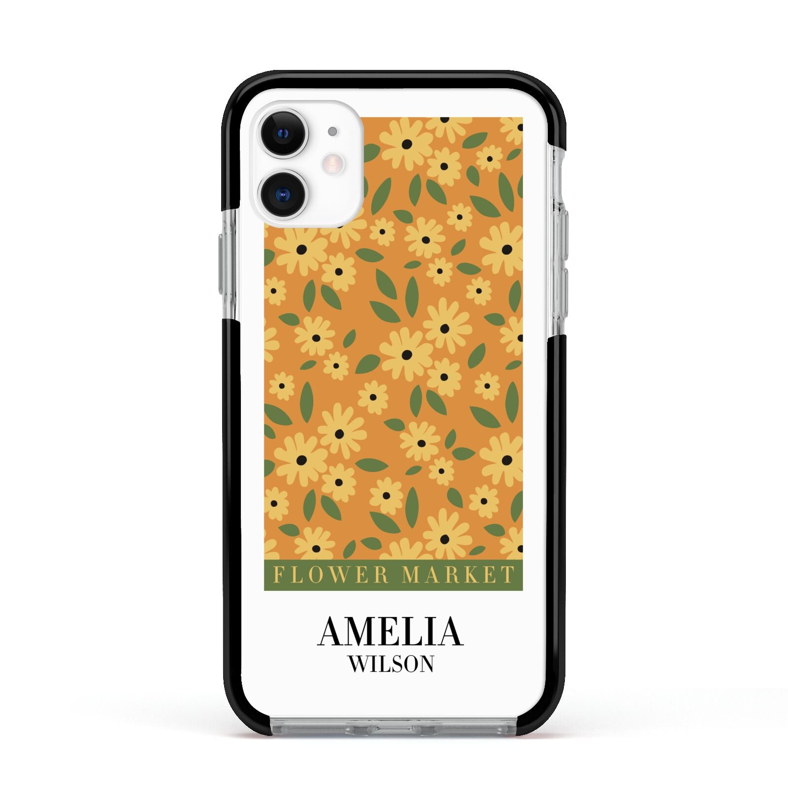 California Flower Market Apple iPhone 11 in White with Black Impact Case