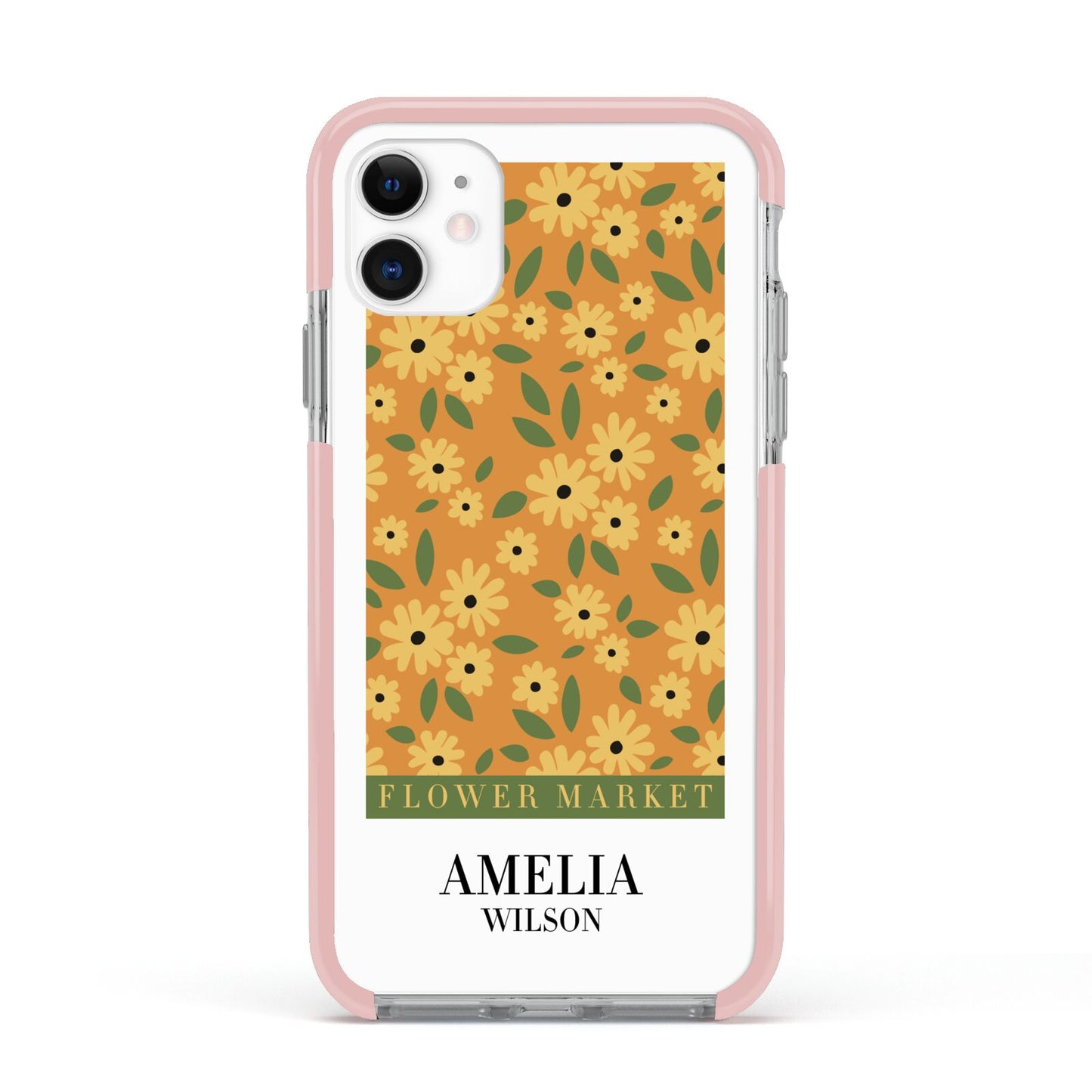 California Flower Market Apple iPhone 11 in White with Pink Impact Case