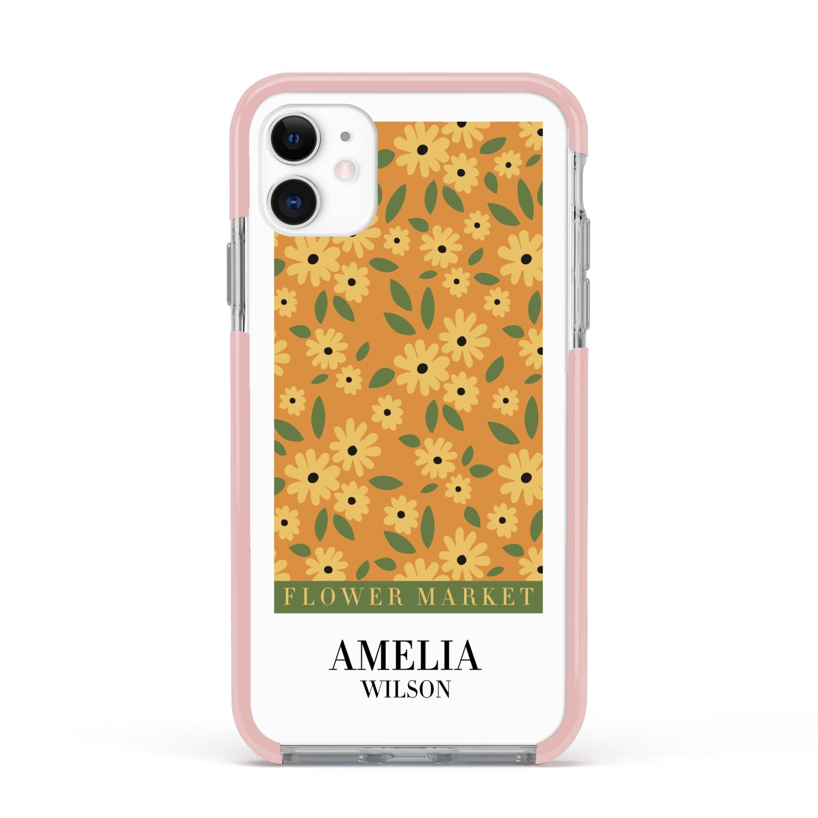 California Flower Market Apple iPhone 11 in White with Pink Impact Case