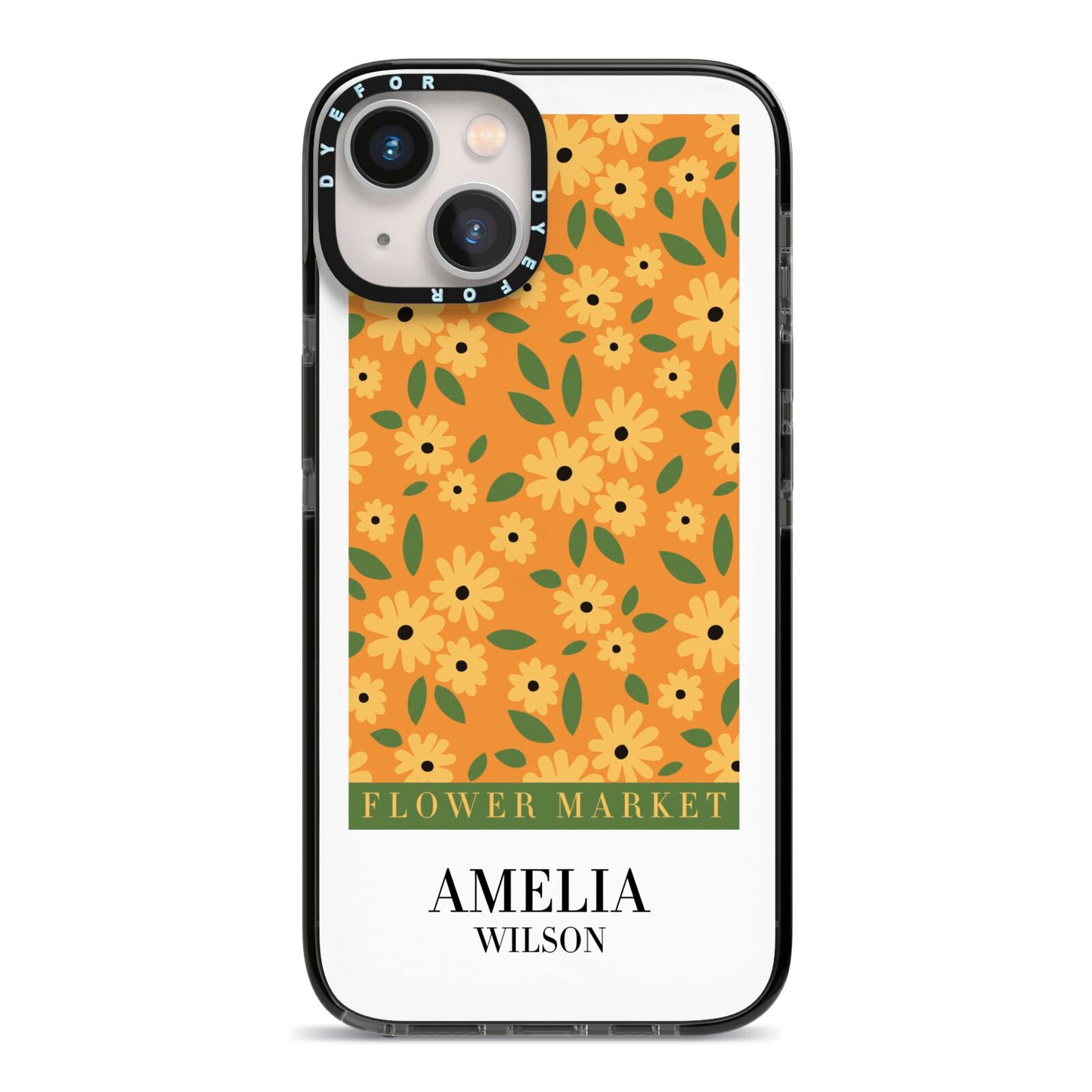California Flower Market iPhone 13 Black Impact Case on Silver phone