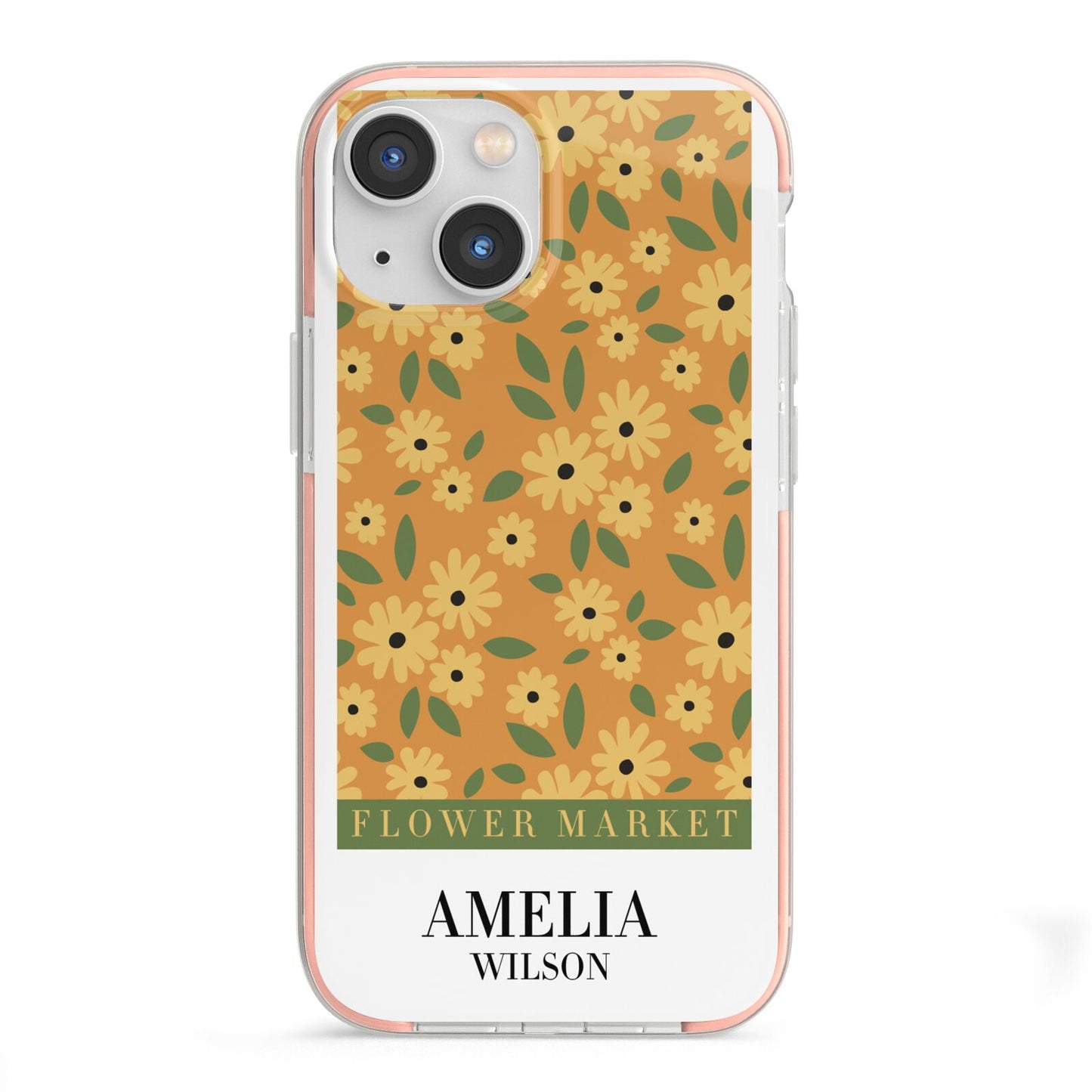 California Flower Market iPhone 13 Mini TPU Impact Case with Pink Edges