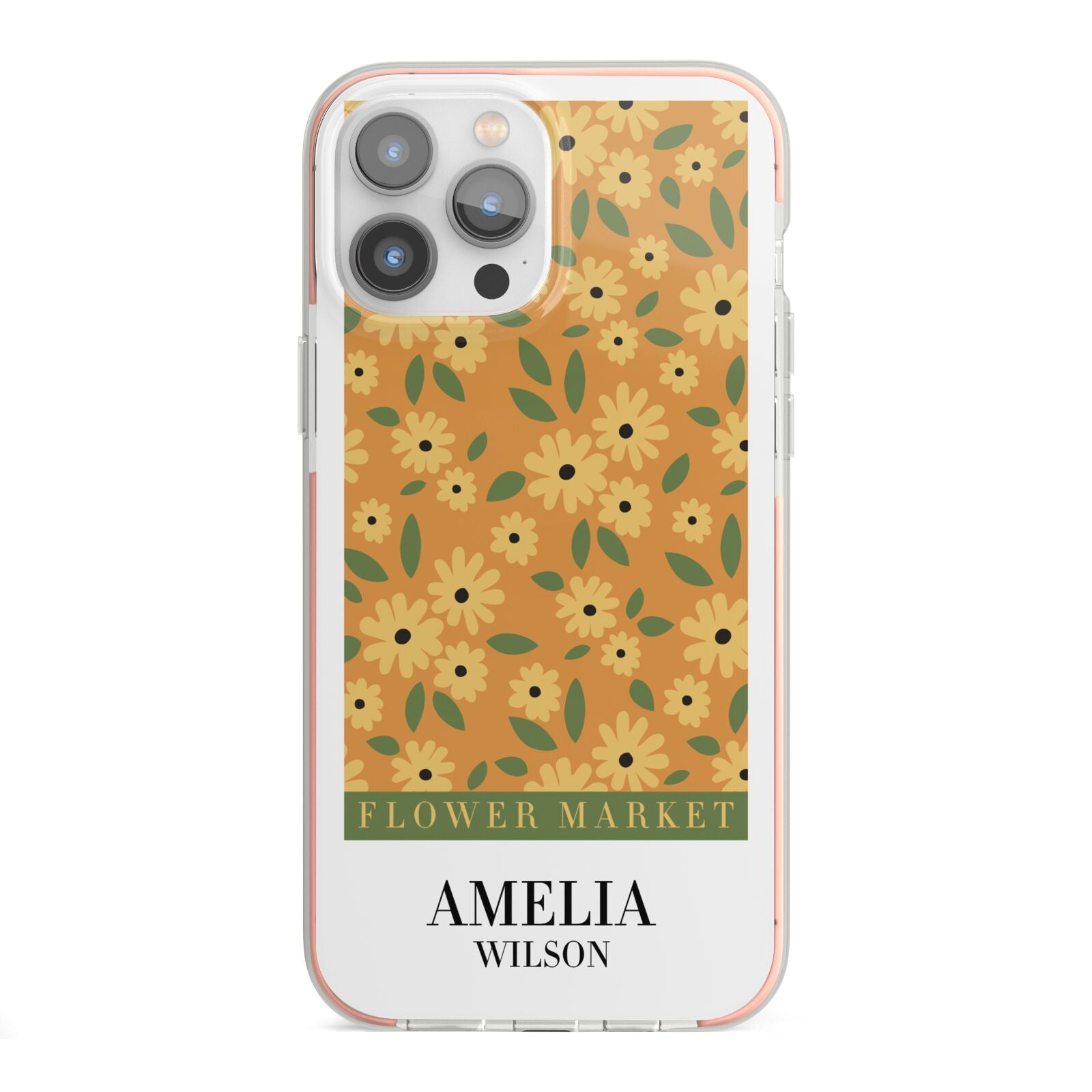 California Flower Market iPhone 13 Pro Max TPU Impact Case with Pink Edges