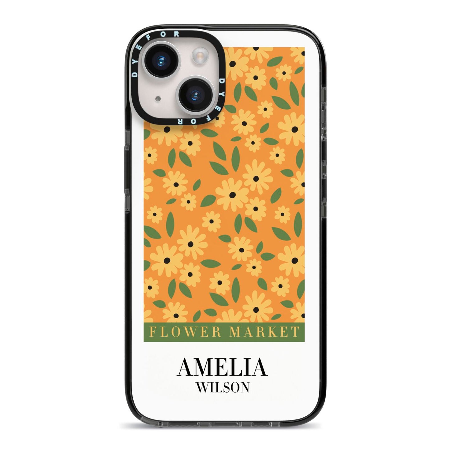 California Flower Market iPhone 14 Black Impact Case on Silver phone