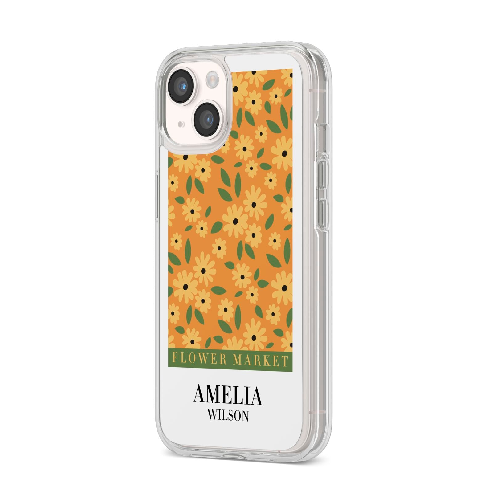 California Flower Market iPhone 14 Clear Tough Case Starlight Angled Image