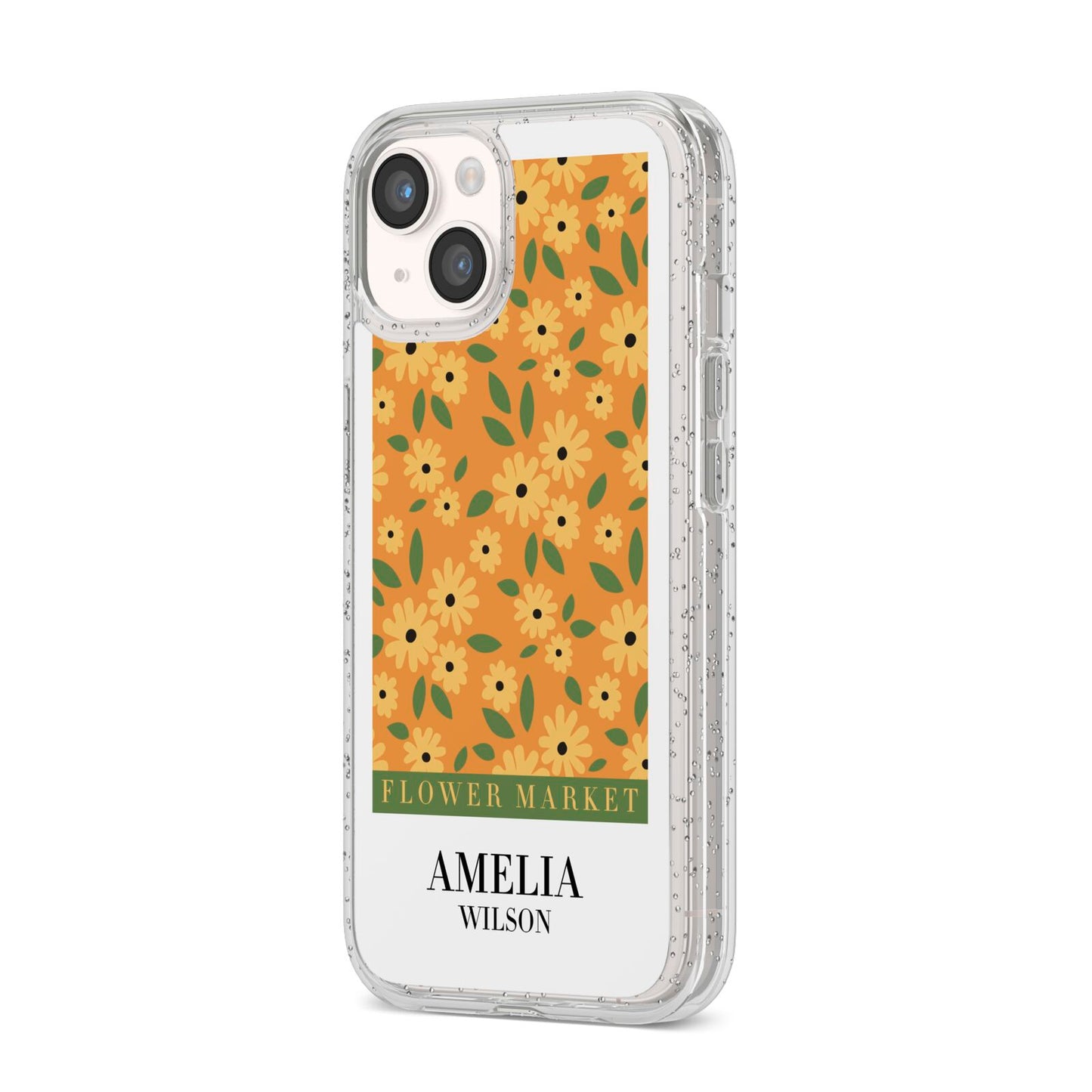 California Flower Market iPhone 14 Glitter Tough Case Starlight Angled Image