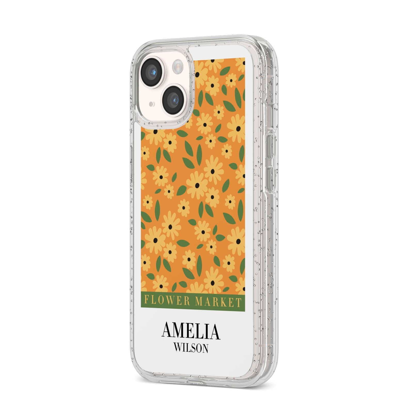 California Flower Market iPhone 14 Glitter Tough Case Starlight Angled Image