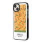 California Flower Market iPhone 14 Plus Black Impact Case Side Angle on Silver phone