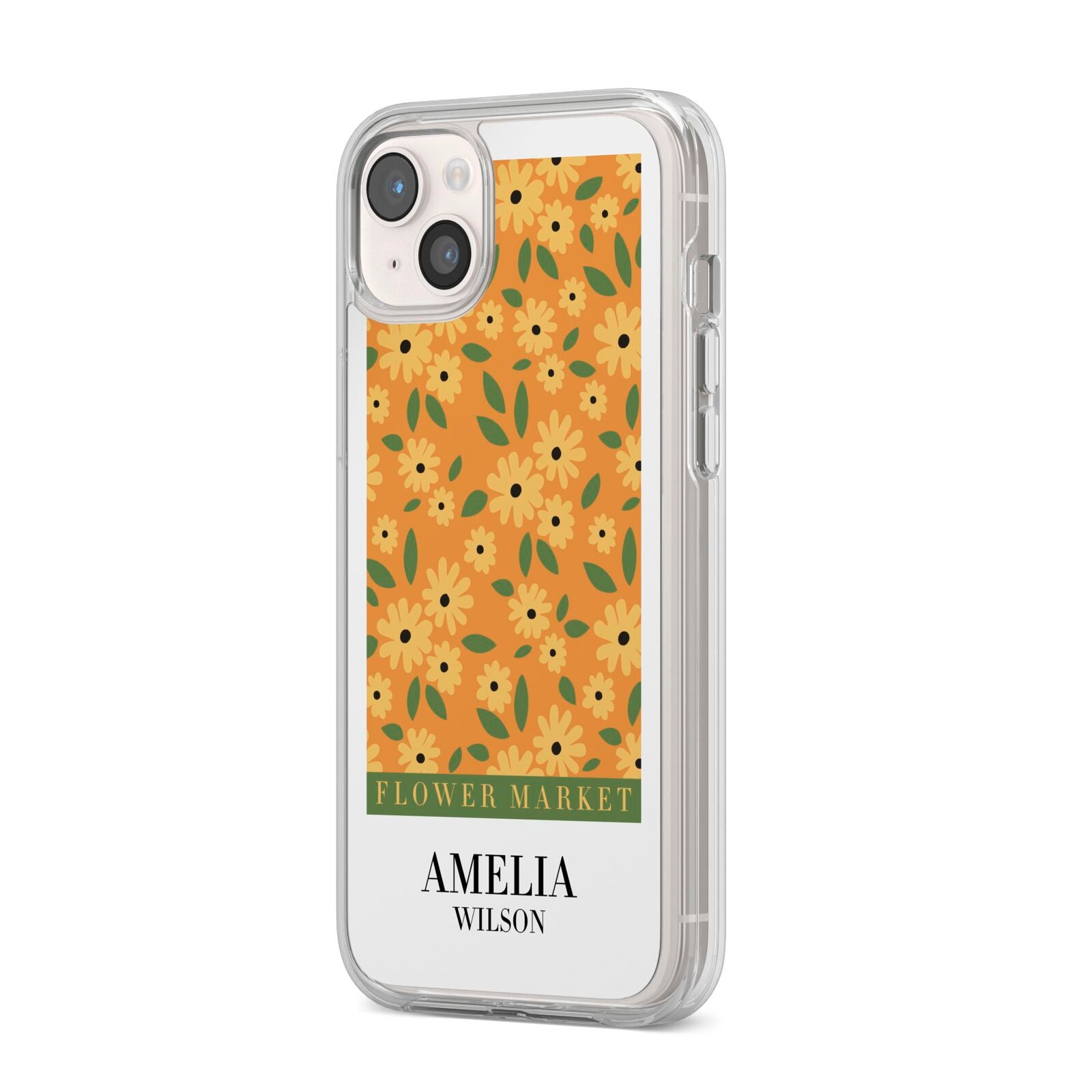 California Flower Market iPhone 14 Plus Clear Tough Case Starlight Angled Image