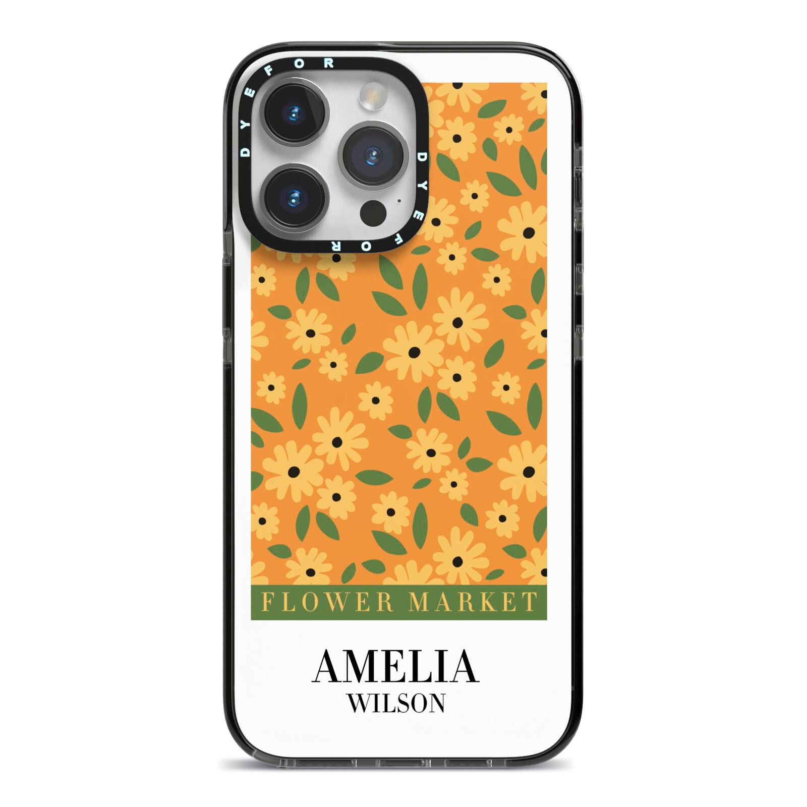 California Flower Market iPhone 14 Pro Max Black Impact Case on Silver phone
