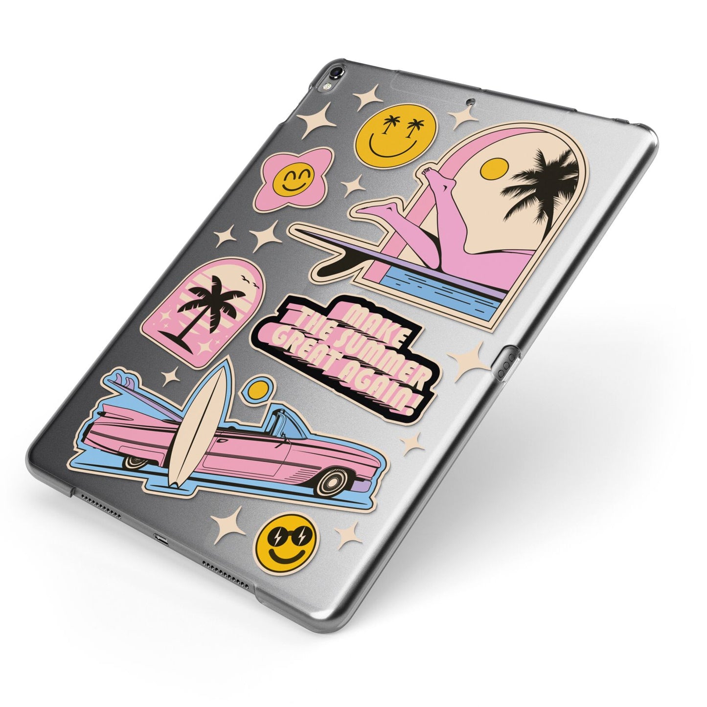 California Girl Sticker Apple iPad Case on Grey iPad Side View