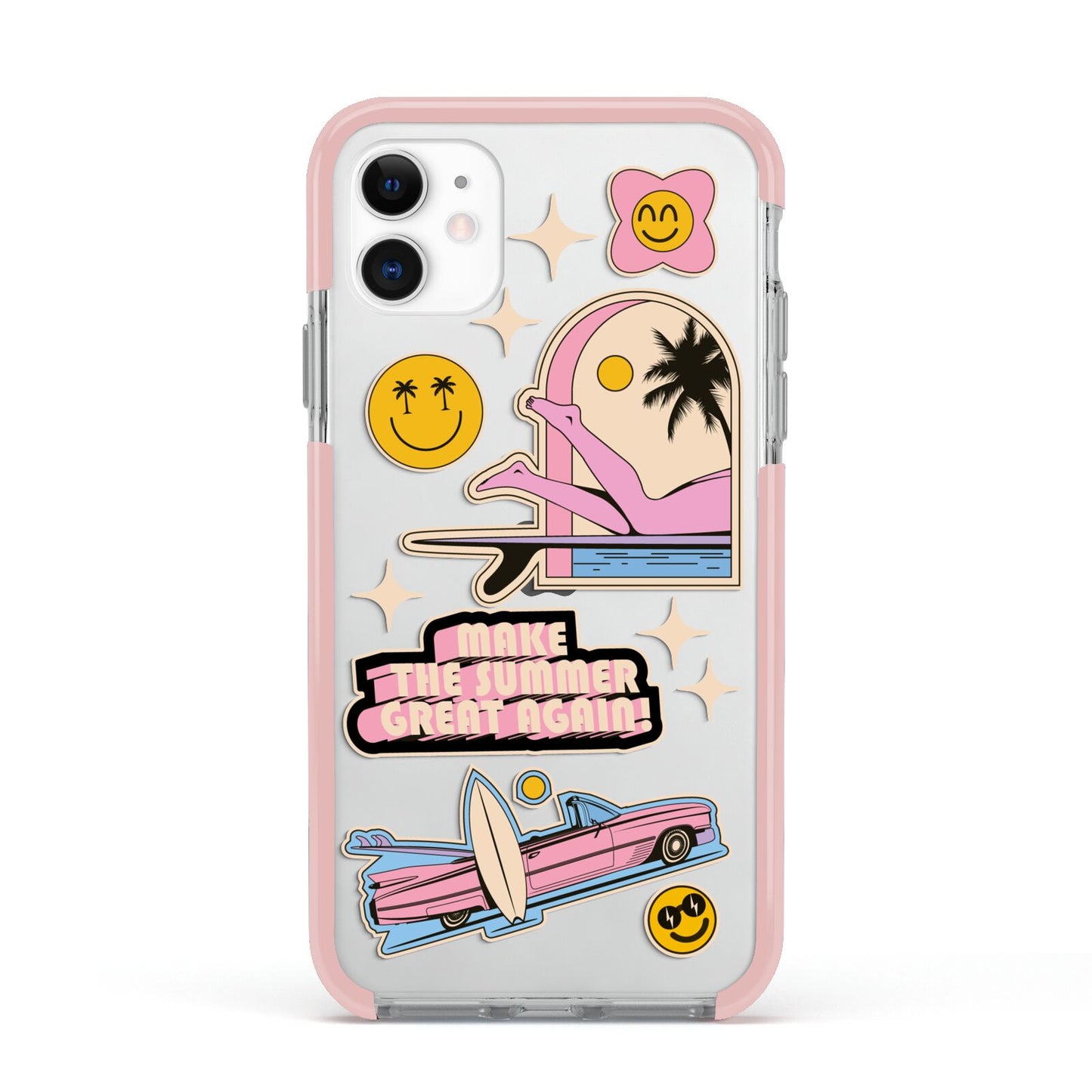 California Girl Sticker Apple iPhone 11 in White with Pink Impact Case