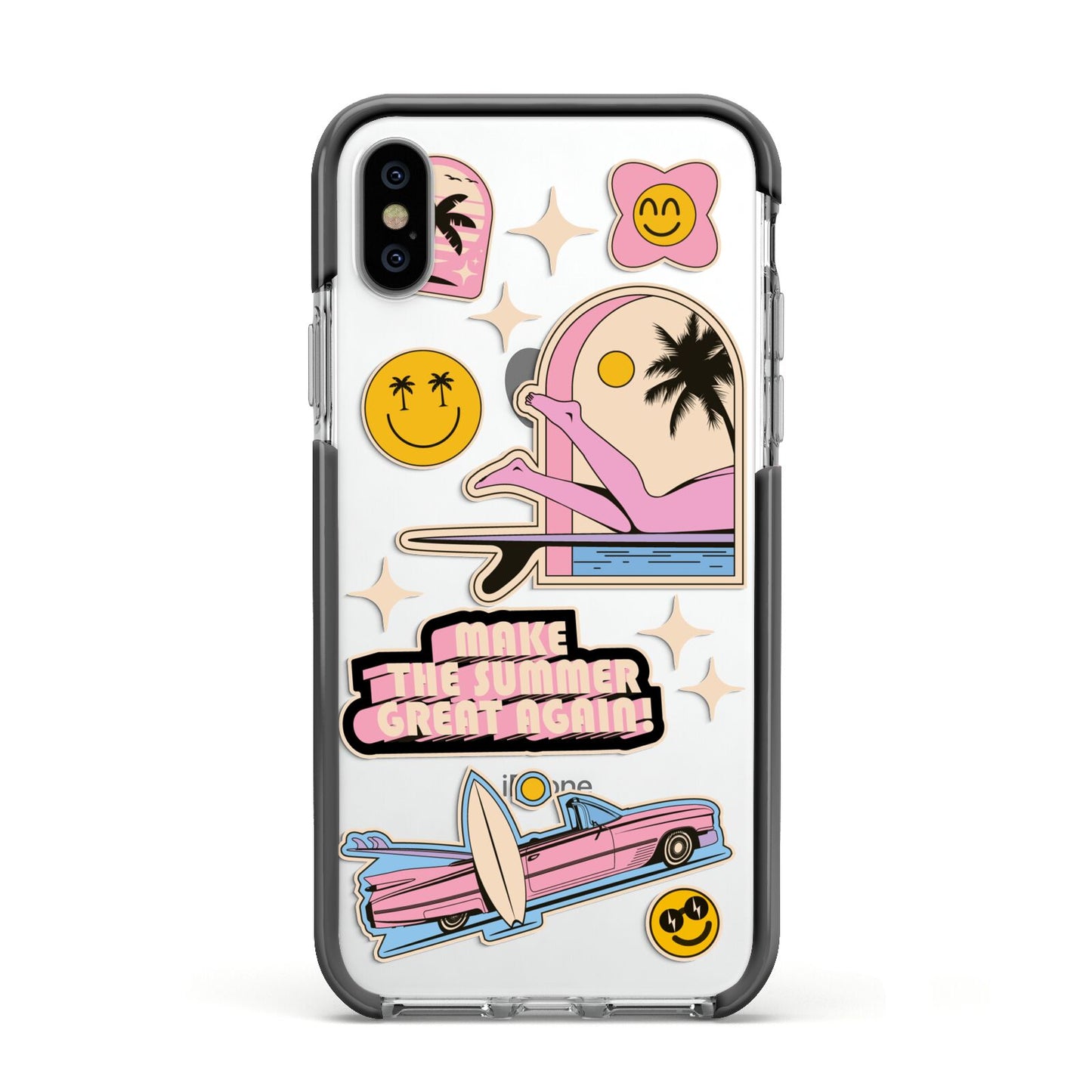 California Girl Sticker Apple iPhone Xs Impact Case Black Edge on Silver Phone
