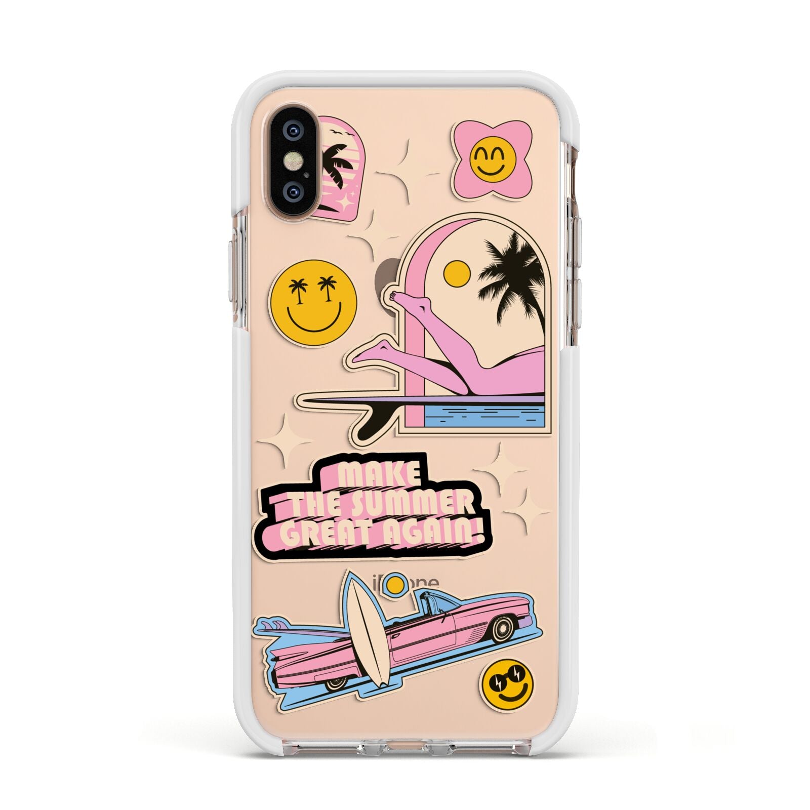 California Girl Sticker Apple iPhone Xs Impact Case White Edge on Gold Phone
