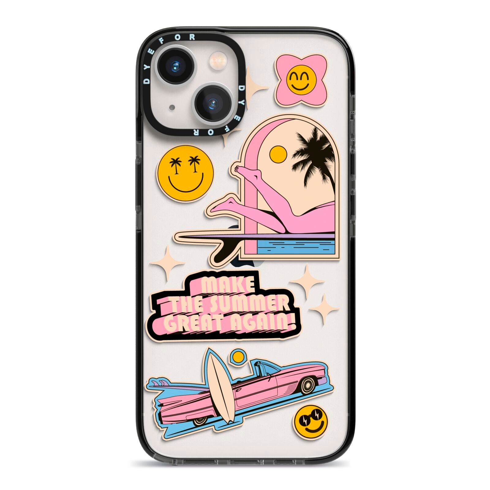 California Girl Sticker iPhone 13 Black Impact Case on Silver phone
