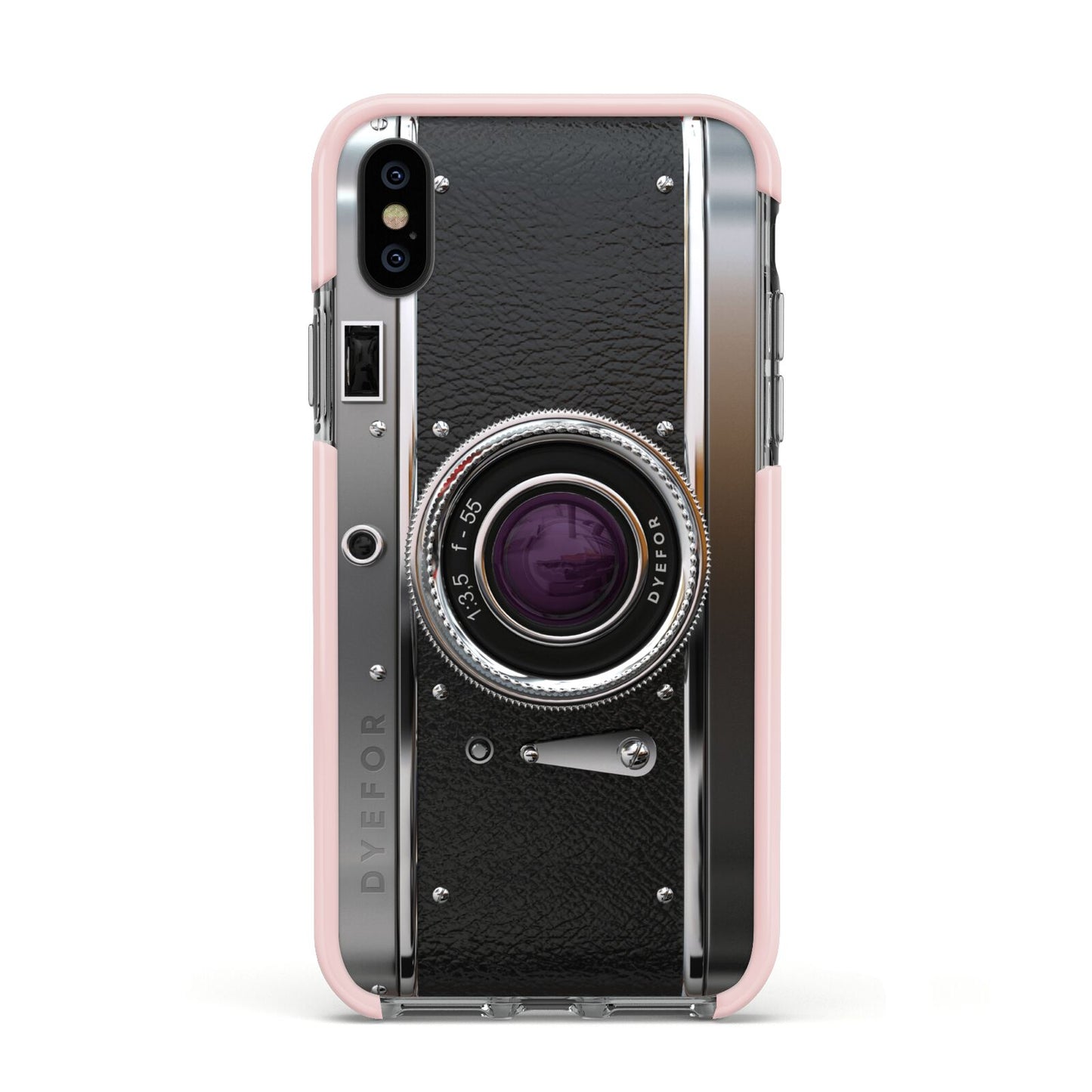 Camera Apple iPhone Xs Impact Case Pink Edge on Black Phone