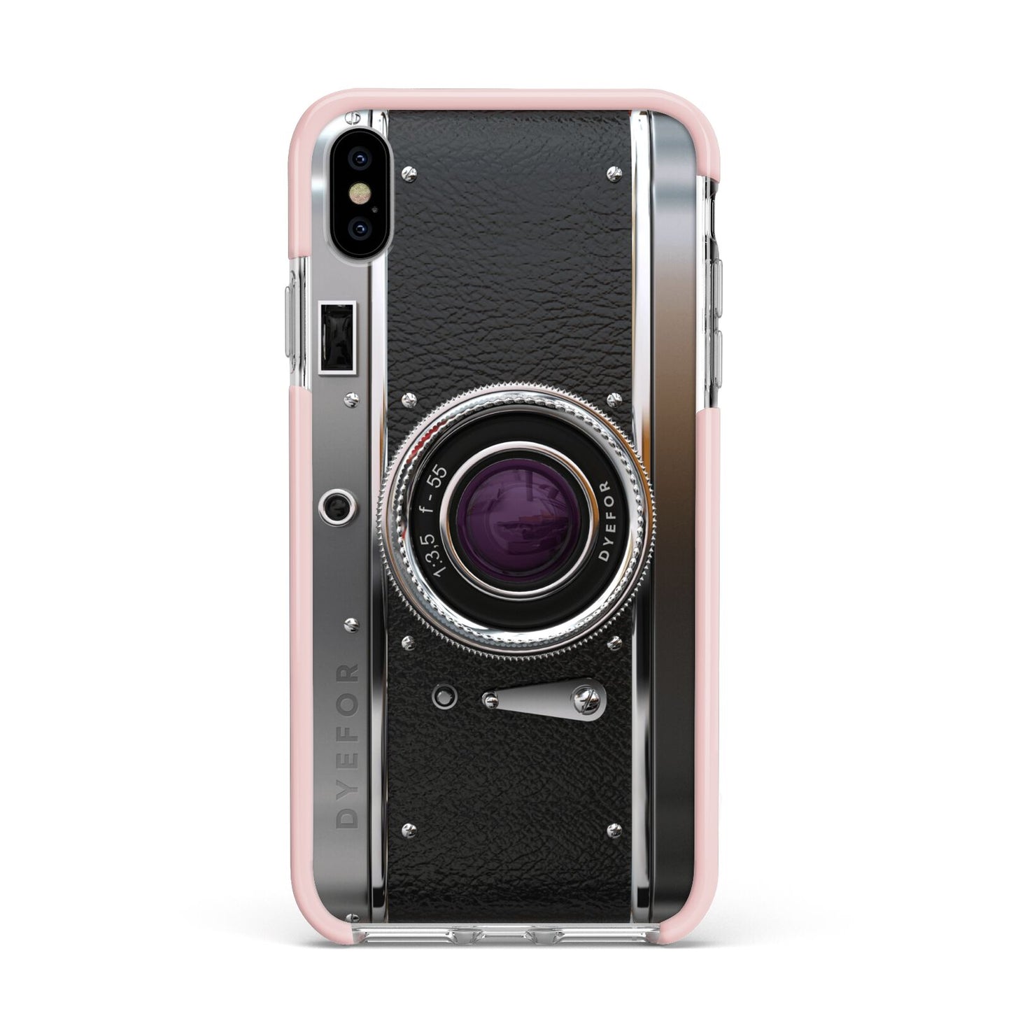 Camera Apple iPhone Xs Max Impact Case Pink Edge on Silver Phone