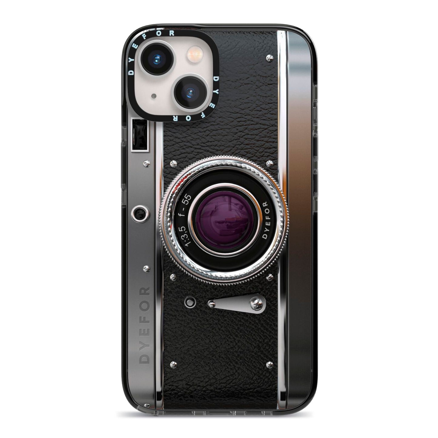 Camera iPhone 13 Black Impact Case on Silver phone