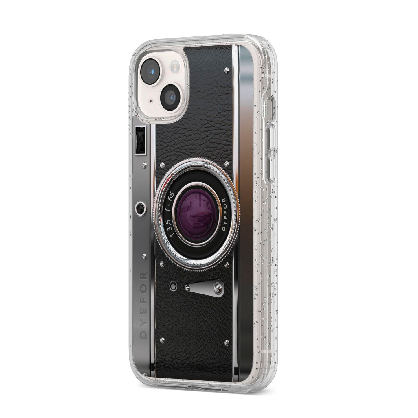 Camera iPhone 14 Plus Glitter Tough Case Starlight Angled Image