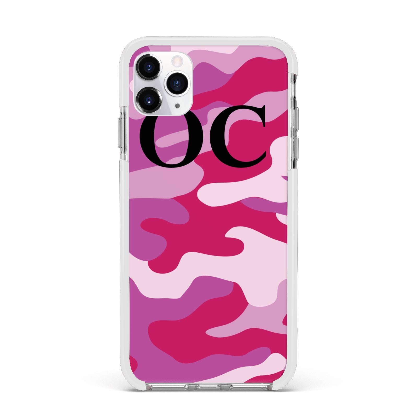 Camouflage Personalised Apple iPhone 11 Pro Max in Silver with White Impact Case