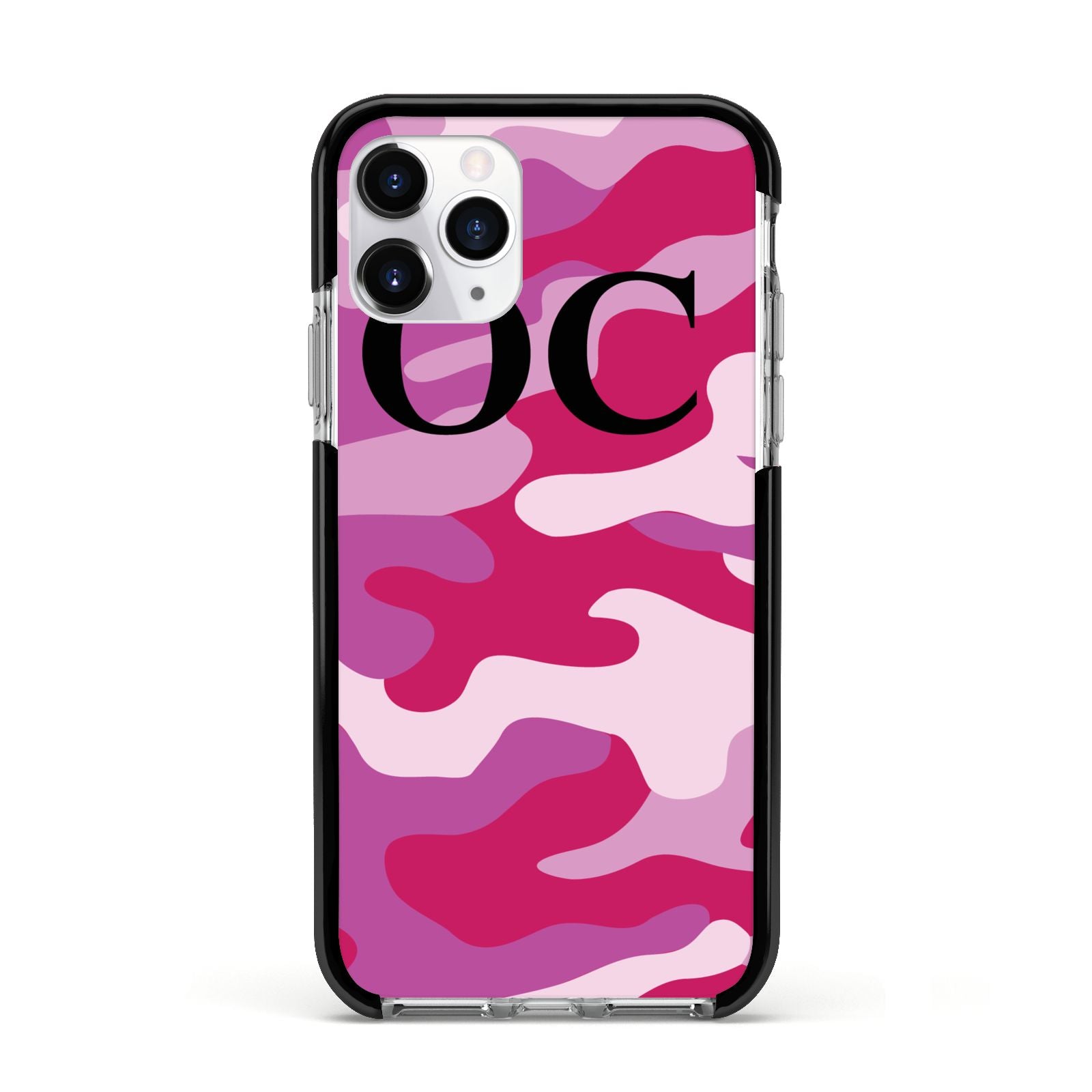Camouflage Personalised Apple iPhone 11 Pro in Silver with Black Impact Case