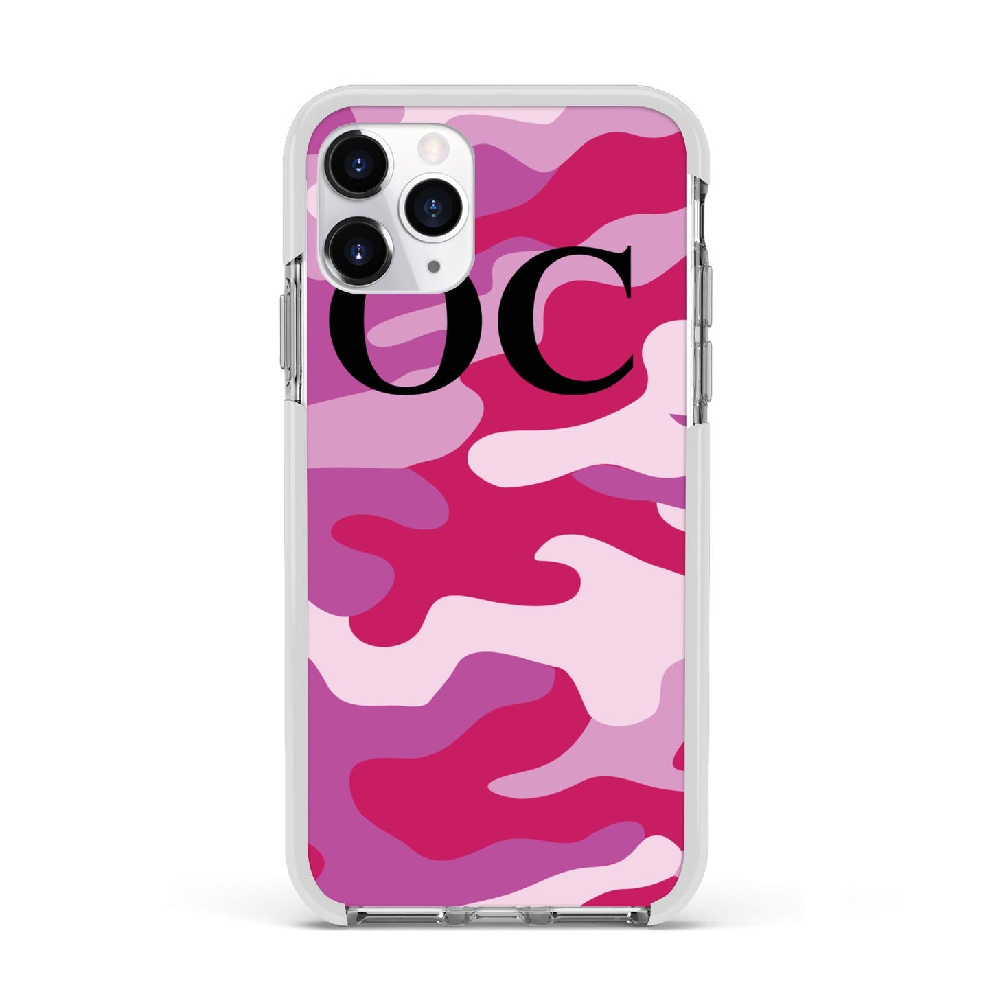 Camouflage Personalised Apple iPhone 11 Pro in Silver with White Impact Case