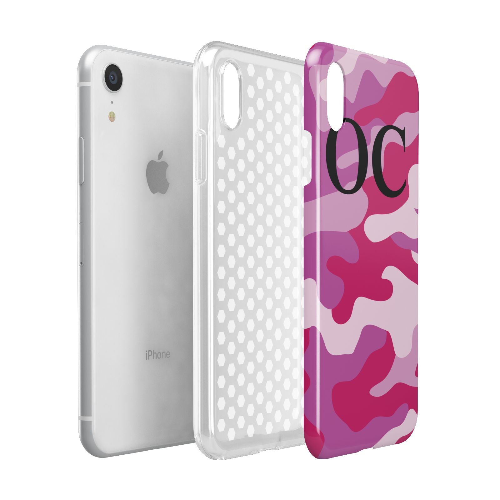 Camouflage Personalised Apple iPhone XR White 3D Tough Case Expanded view