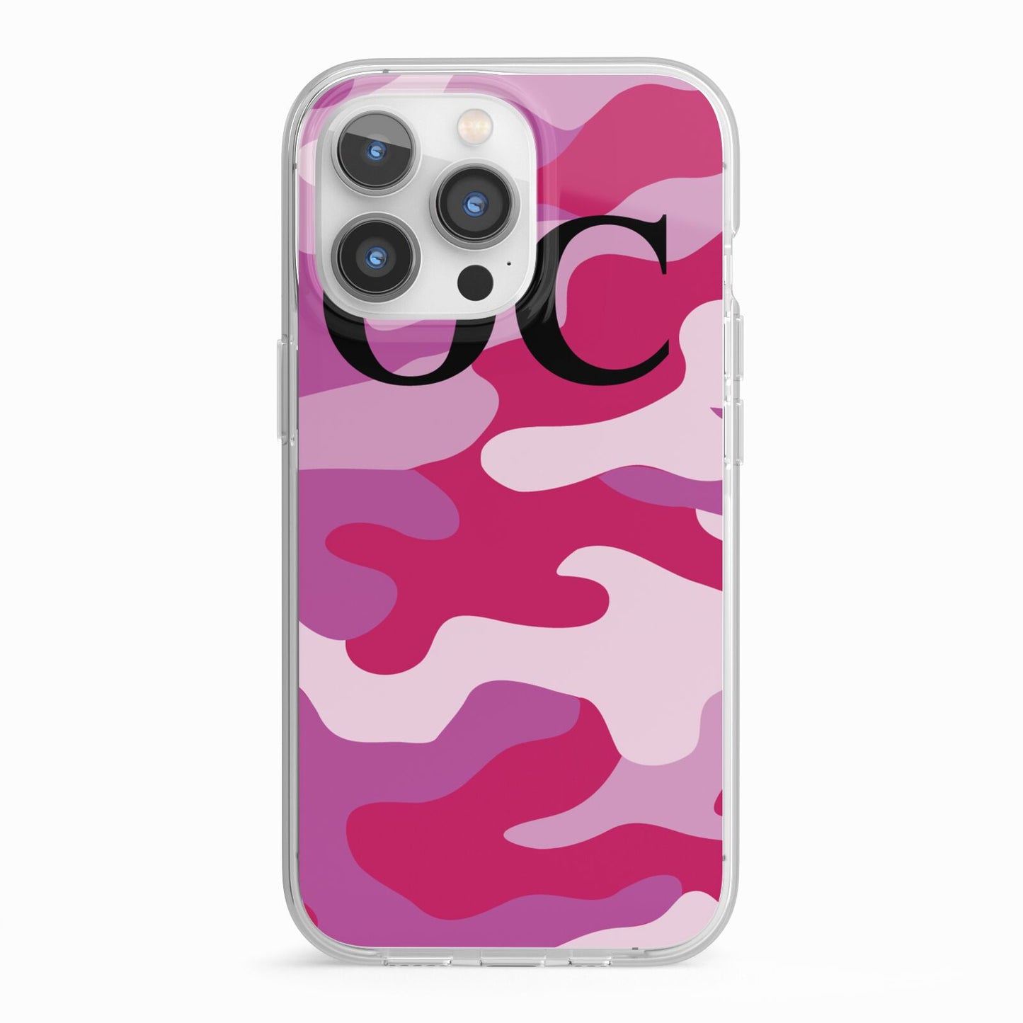 Camouflage Personalised iPhone 13 Pro TPU Impact Case with White Edges
