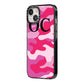 Camouflage Personalised iPhone 14 Black Impact Case Side Angle on Silver phone