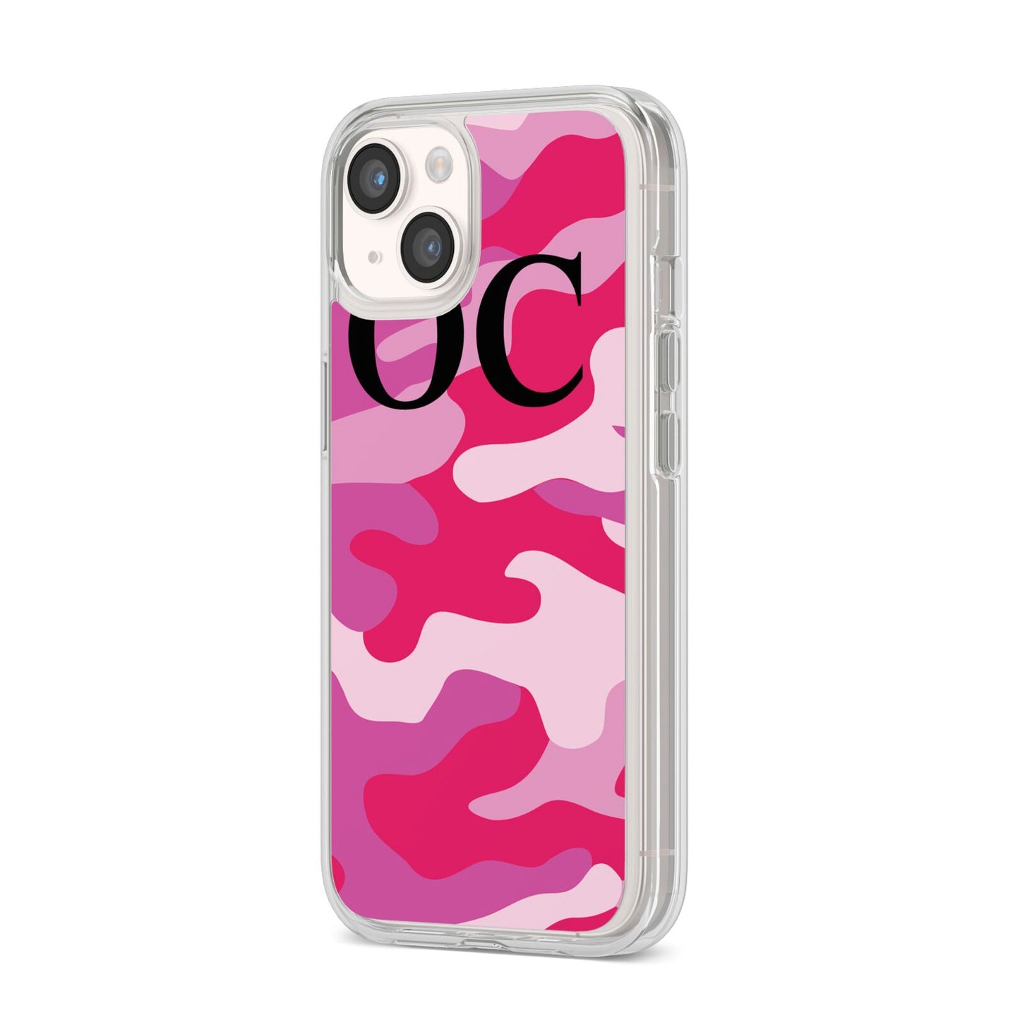 Camouflage Personalised iPhone 14 Clear Tough Case Starlight Angled Image