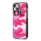 Camouflage Personalised iPhone 14 Plus Black Impact Case Side Angle on Silver phone