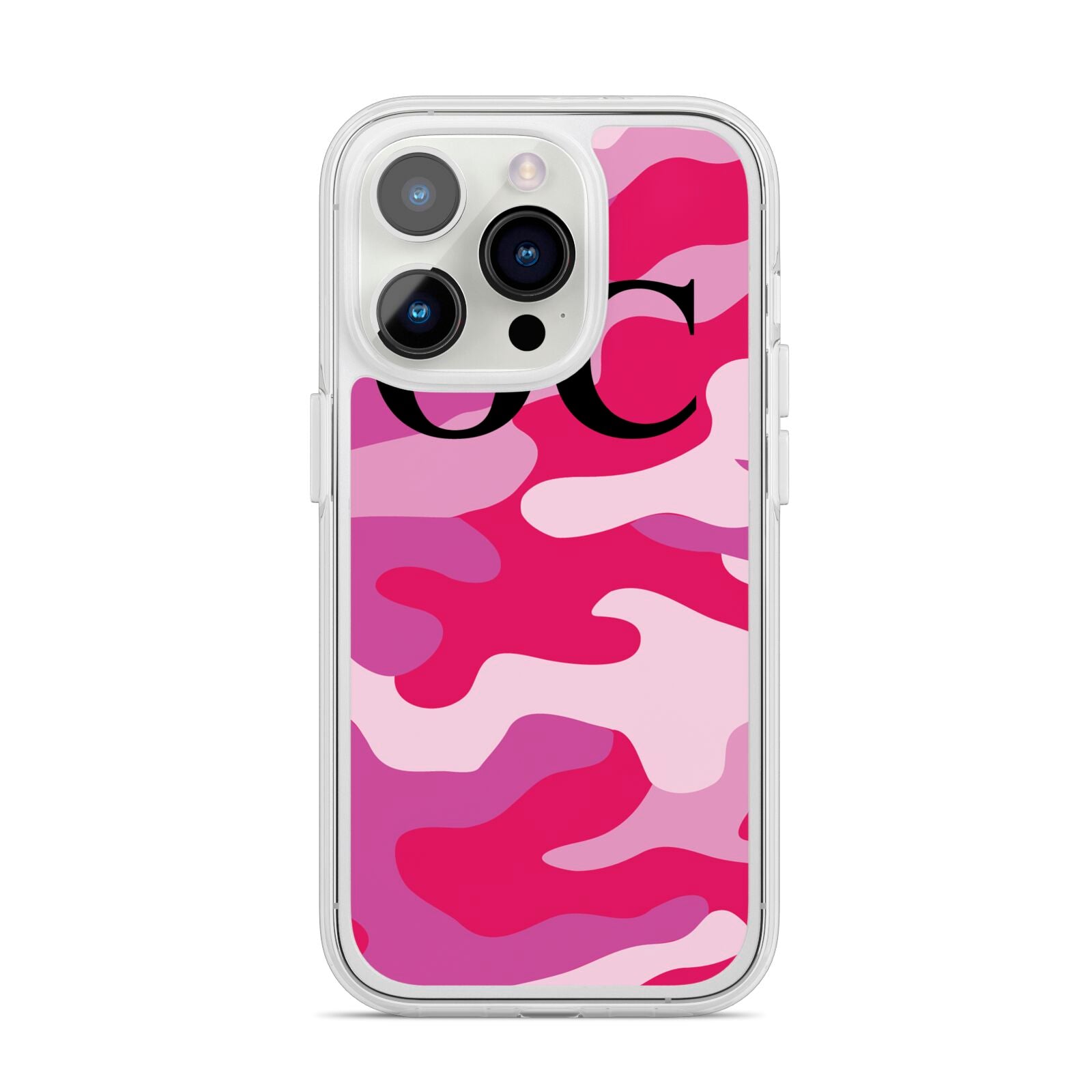 Camouflage Personalised iPhone 14 Pro Clear Tough Case Silver