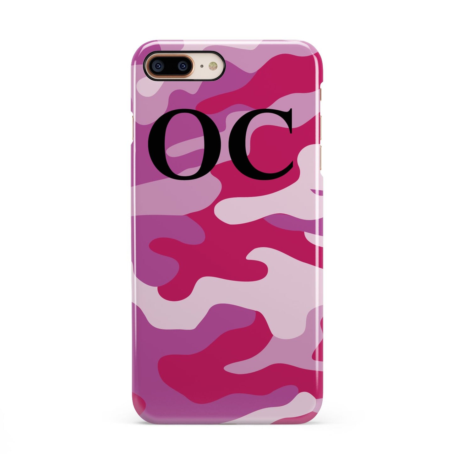Camouflage Personalised iPhone 8 Plus 3D Snap Case on Gold Phone