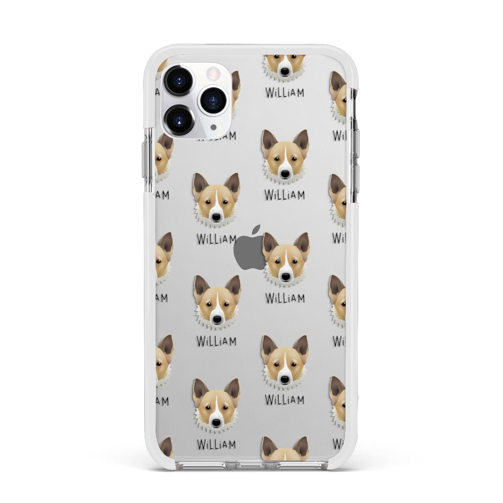 Canaan Dog Icon with Name Apple iPhone 11 Pro Max in Silver with White Impact Case