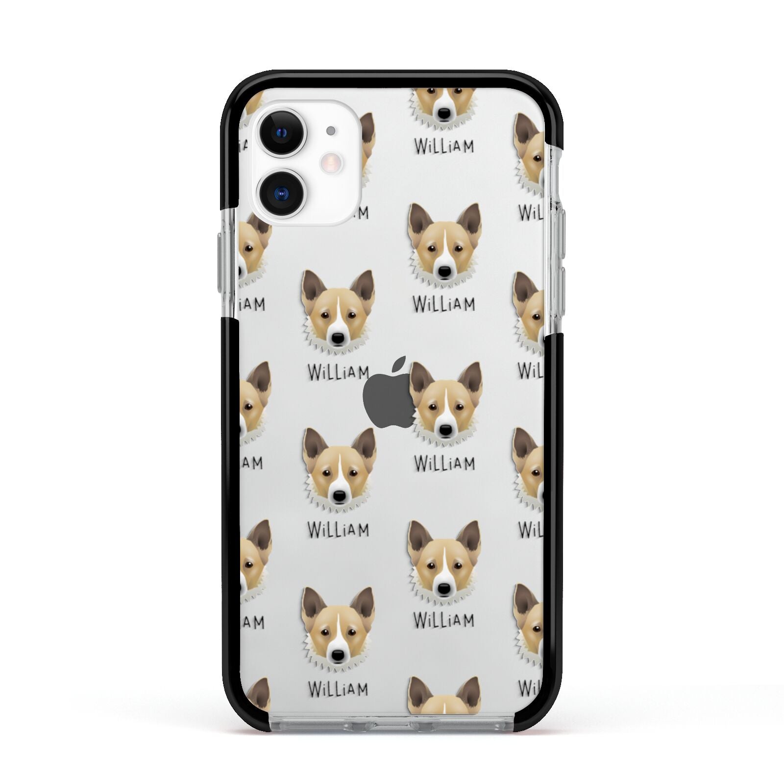 Canaan Dog Icon with Name Apple iPhone 11 in White with Black Impact Case