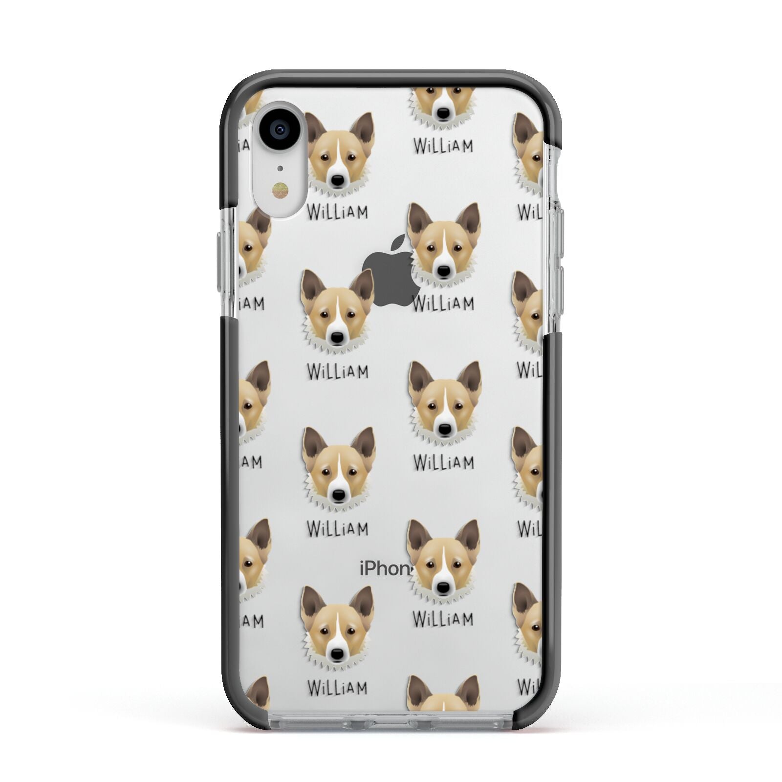 Canaan Dog Icon with Name Apple iPhone XR Impact Case Black Edge on Silver Phone
