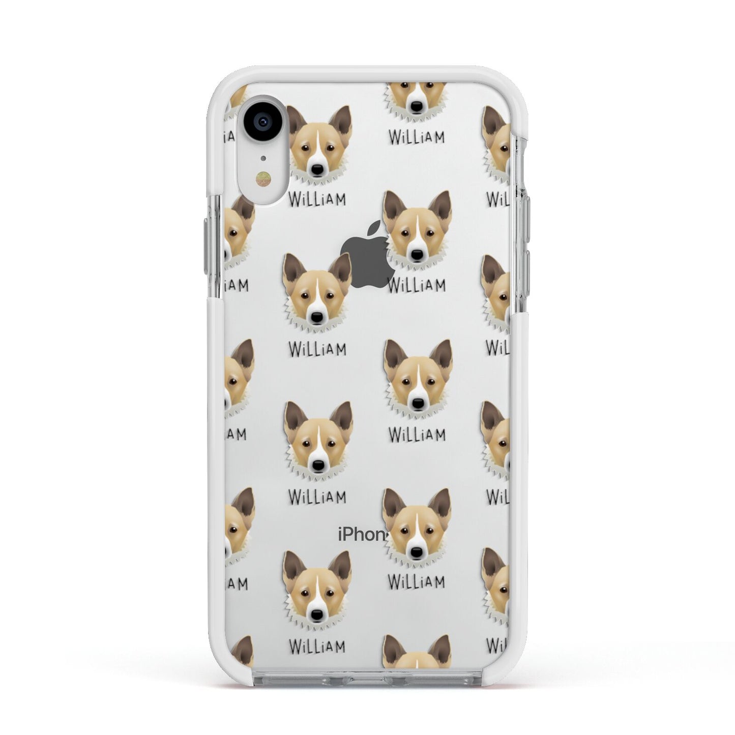 Canaan Dog Icon with Name Apple iPhone XR Impact Case White Edge on Silver Phone
